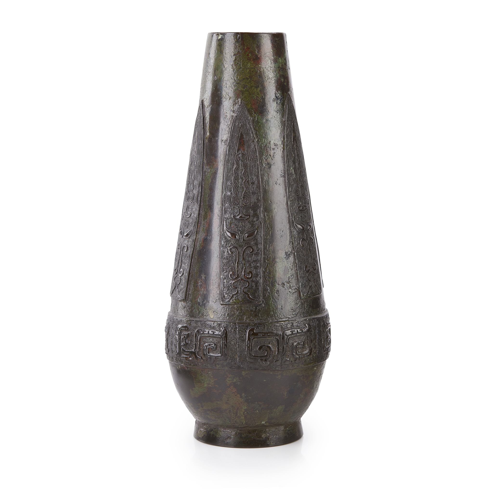 TWO BRONZE VESSELS OF ARCHAIC FORM