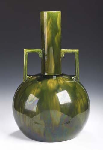 Christopher Dresser (1834-1904) An Ault twin-handled bottle vase,