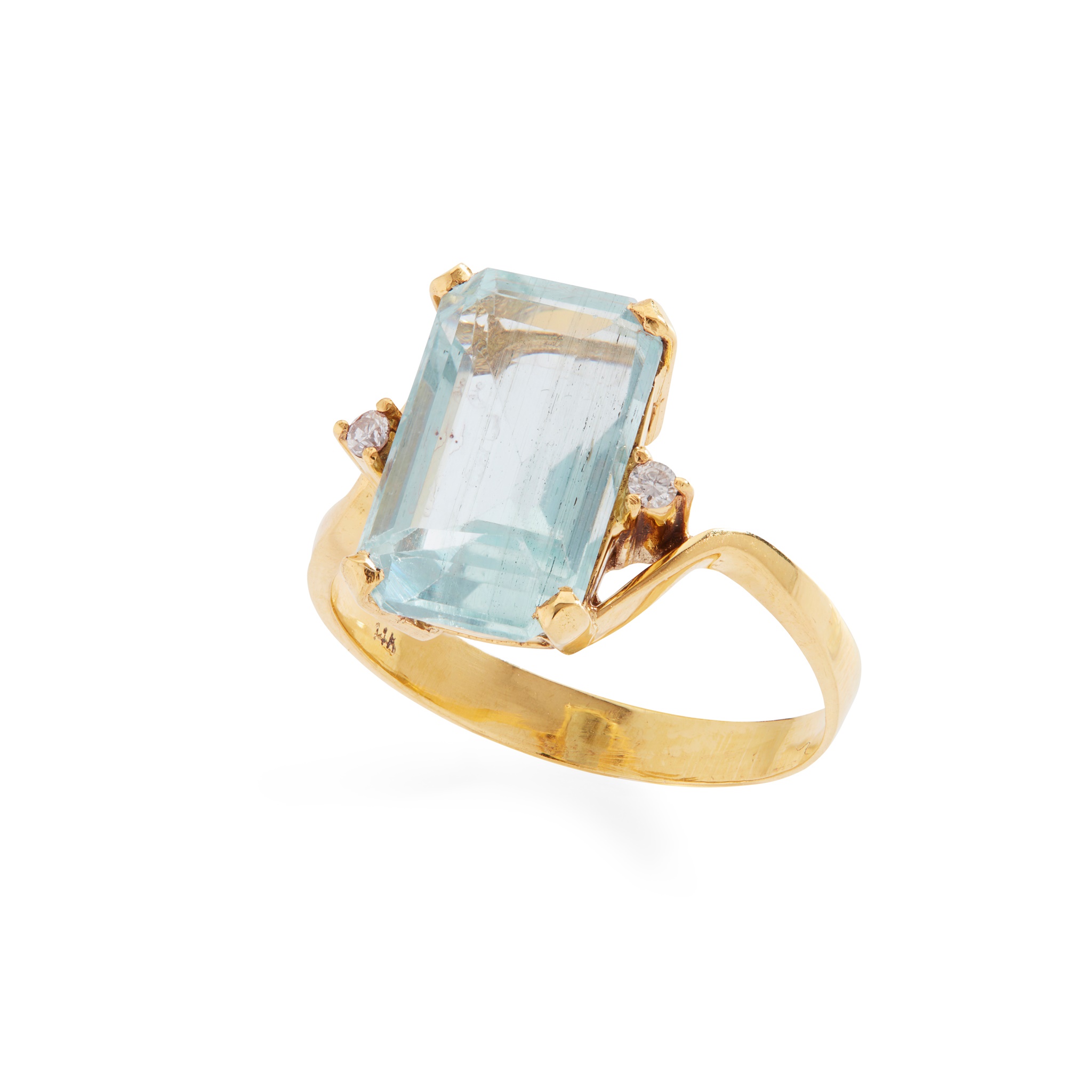 An aquamarine and diamond ring