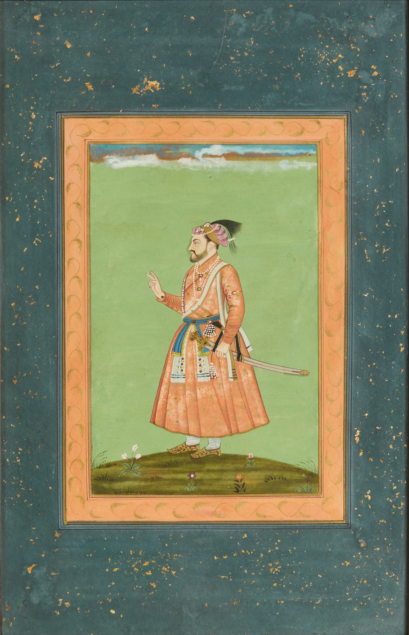 INDIAN MUGHAL STYLE PORTRAIT OF A NOBLEMAN