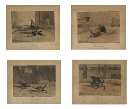 A set of six small George IV cockfighting prints