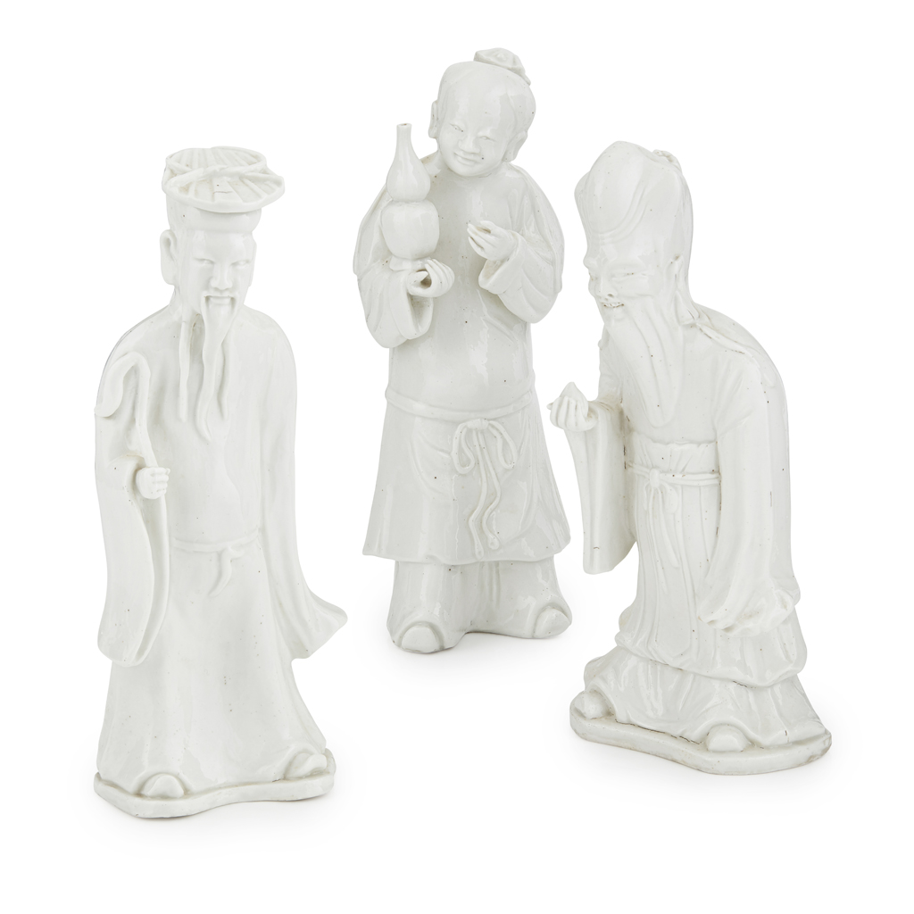 THREE BLANC-DE-CHINE FIGURES