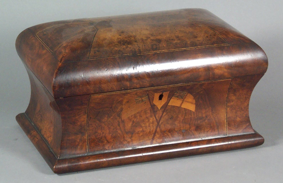 A Victorian burr walnut tea caddy