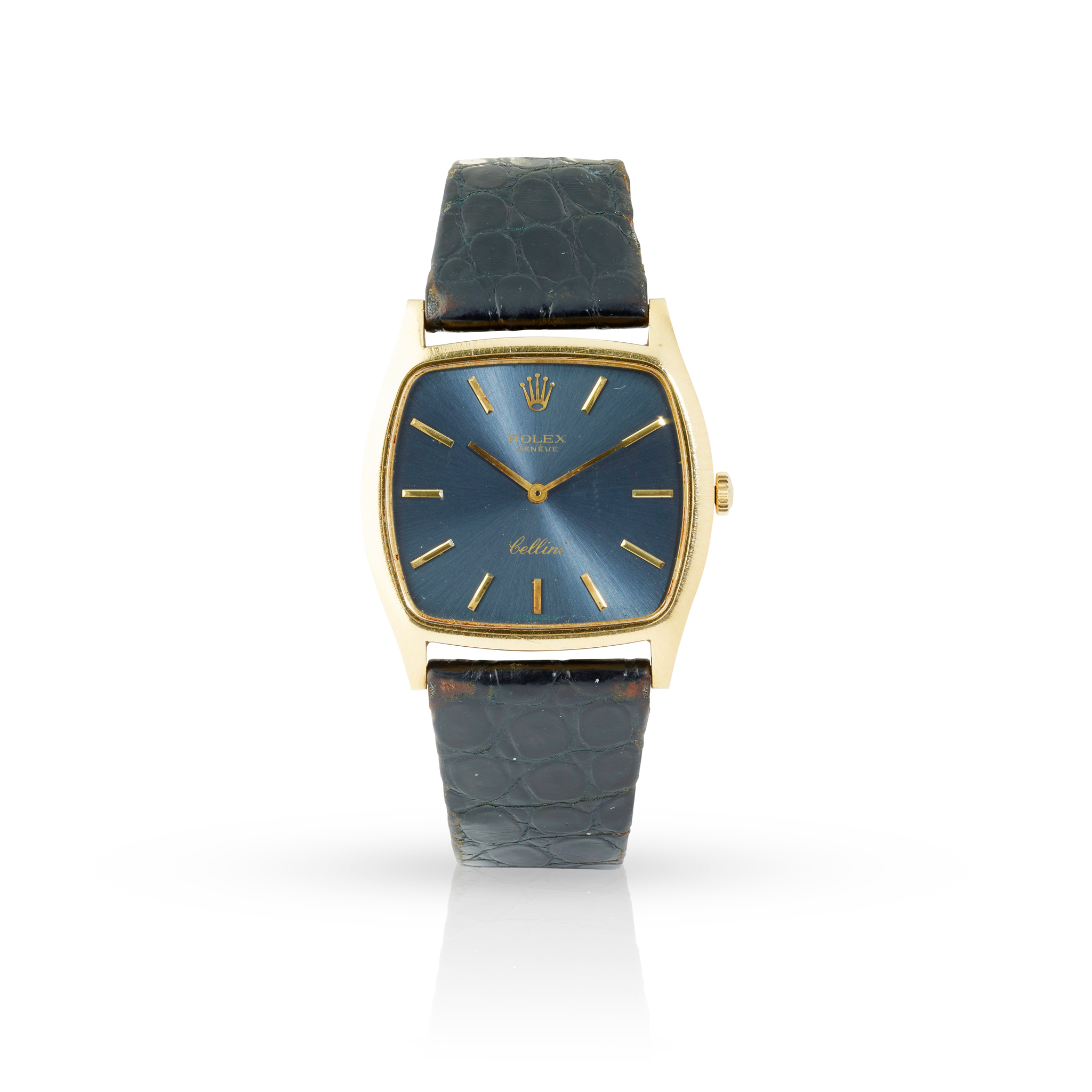 Rolex. An unusual 18k yellow gold cushion shape mechanical wristwatch