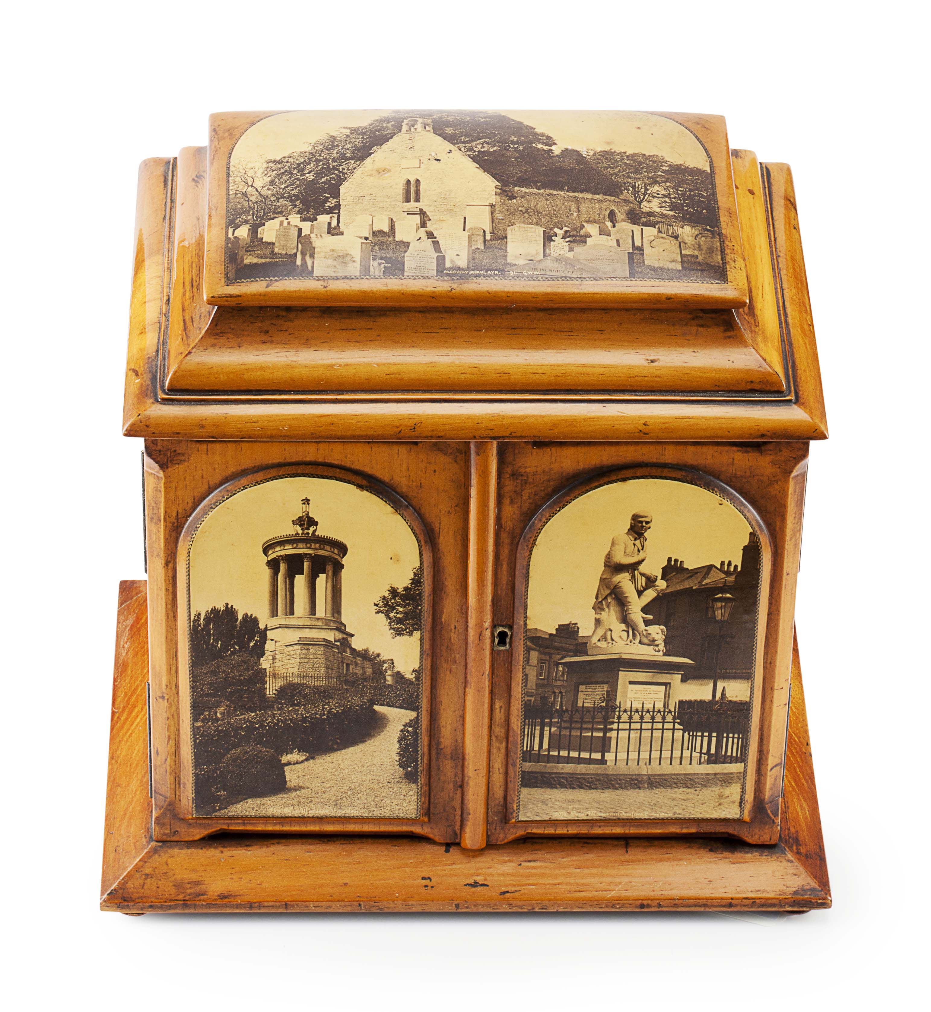 A LARGE MAUCHLINE WARE COLLECTOR'S TABLE CABINET