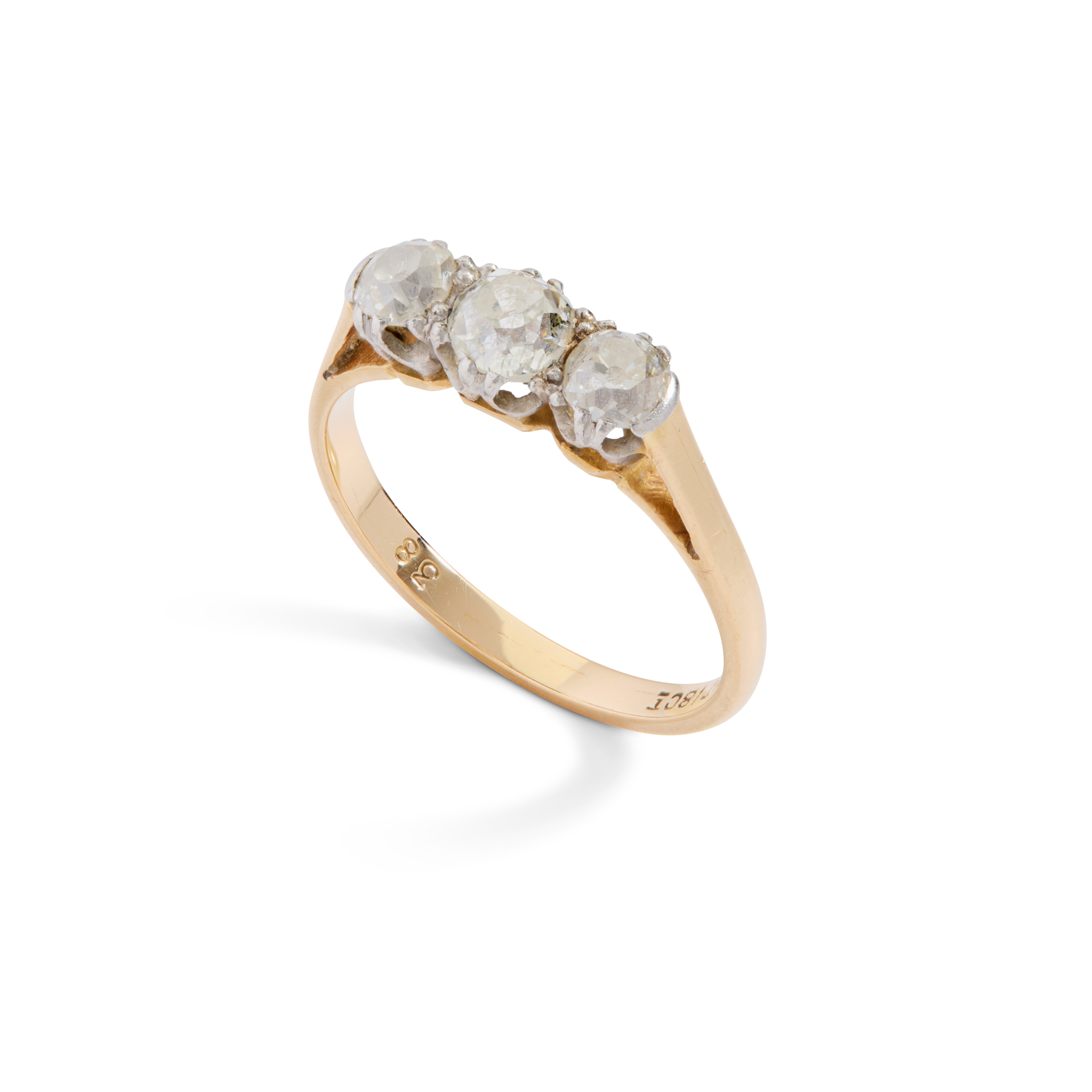 A diamond three-stone ring