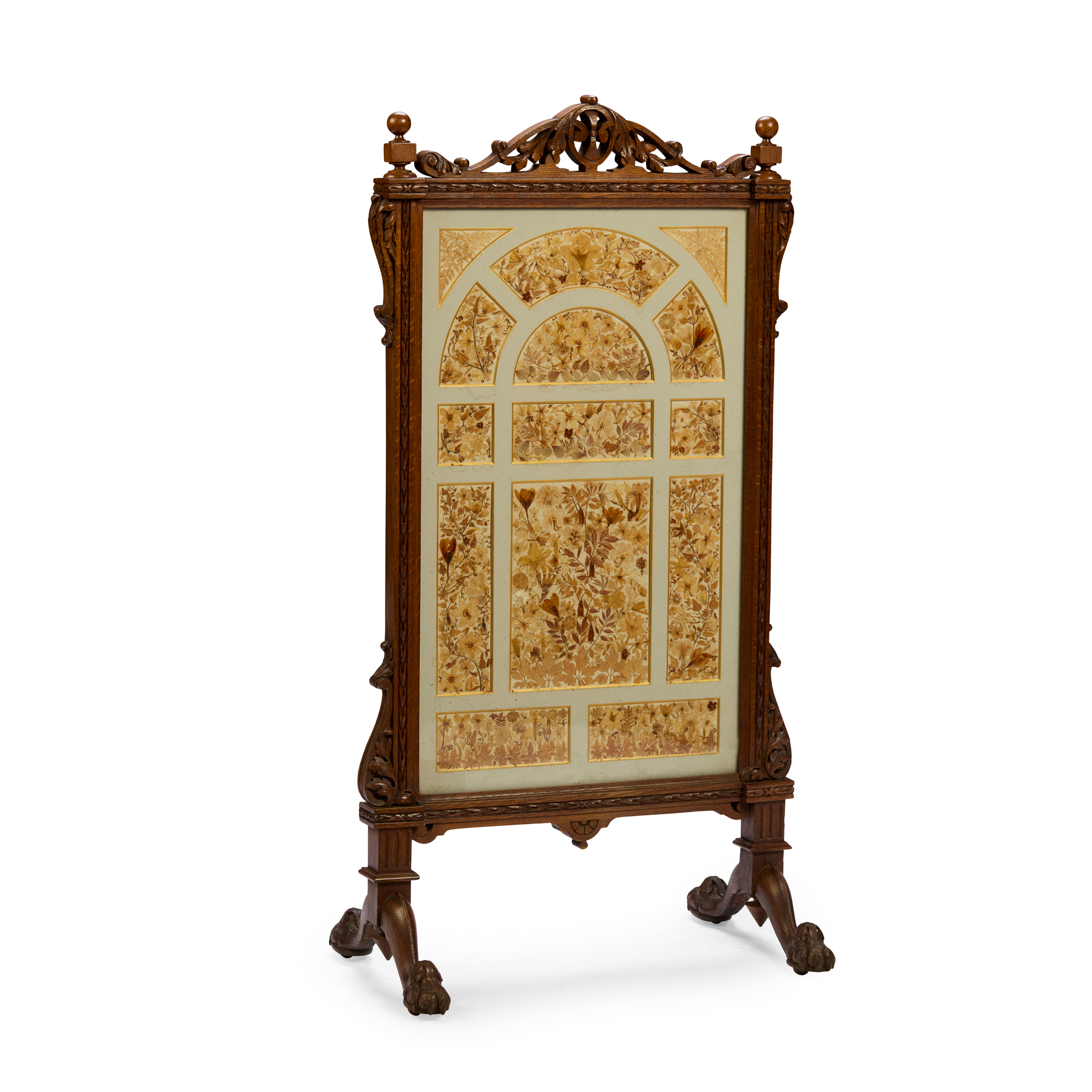 EARLY VICTORIAN OAK FIRESCREEN, IN THE MANNER OF GILLOWS