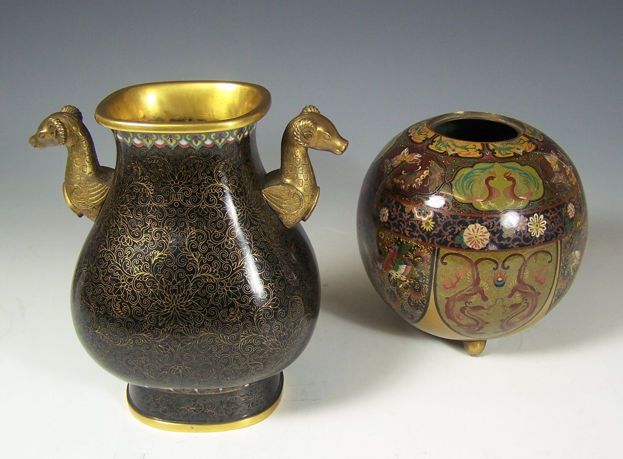 A twin-handled cloisonne vase,