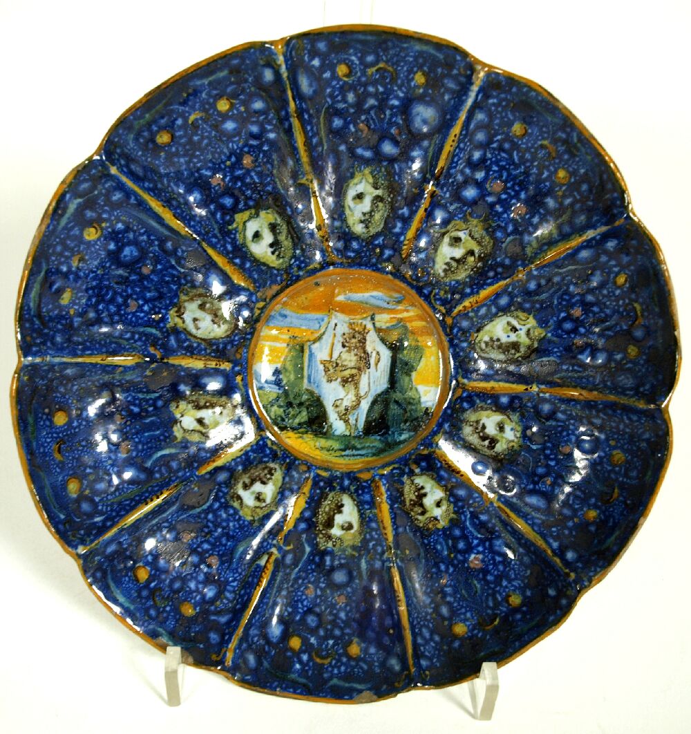 A small maiolica lobed dish, possibly Faenza Probably 19th century