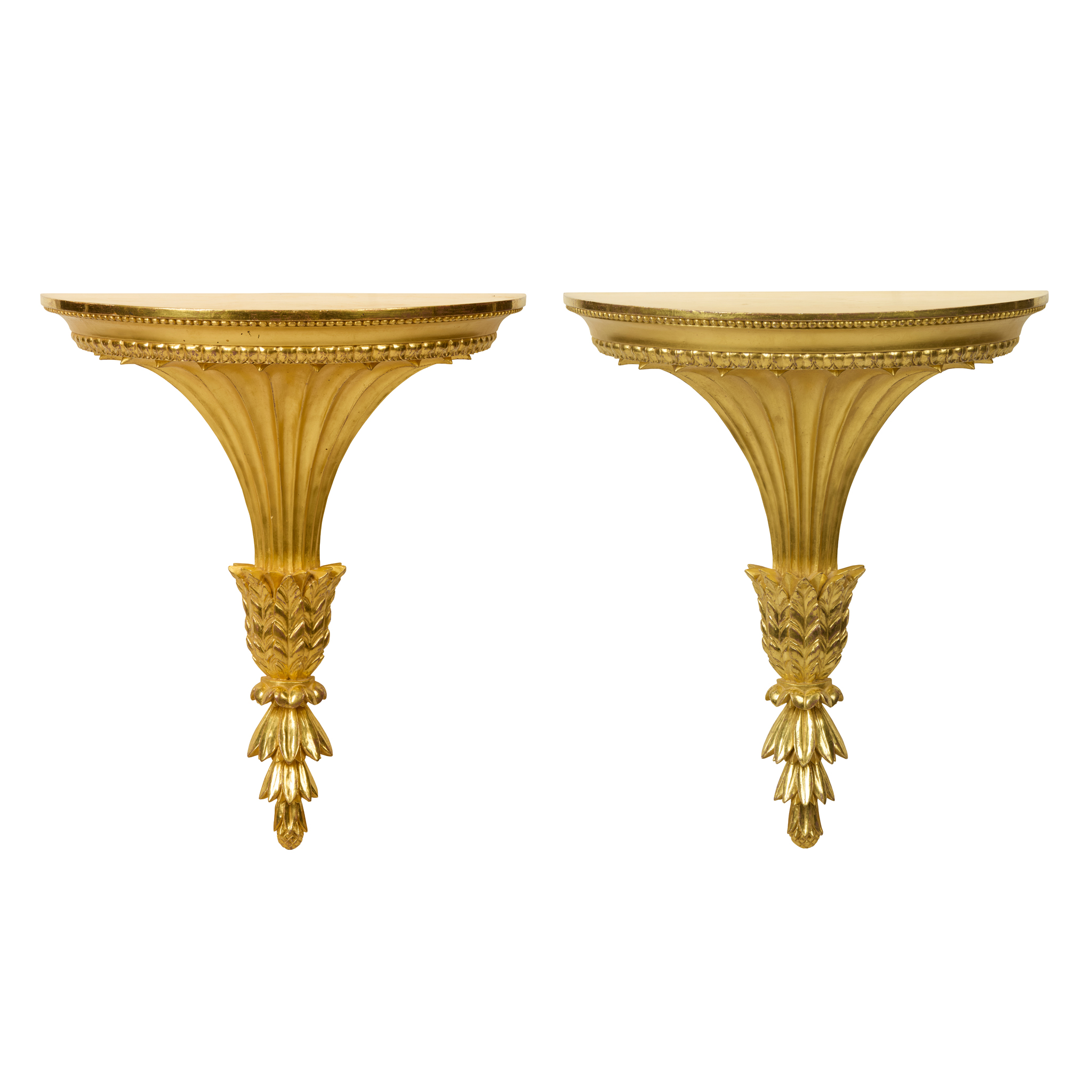 A PAIR OF NEOCLASSICAL STYLE GILTWOOD WALL BRACKETS