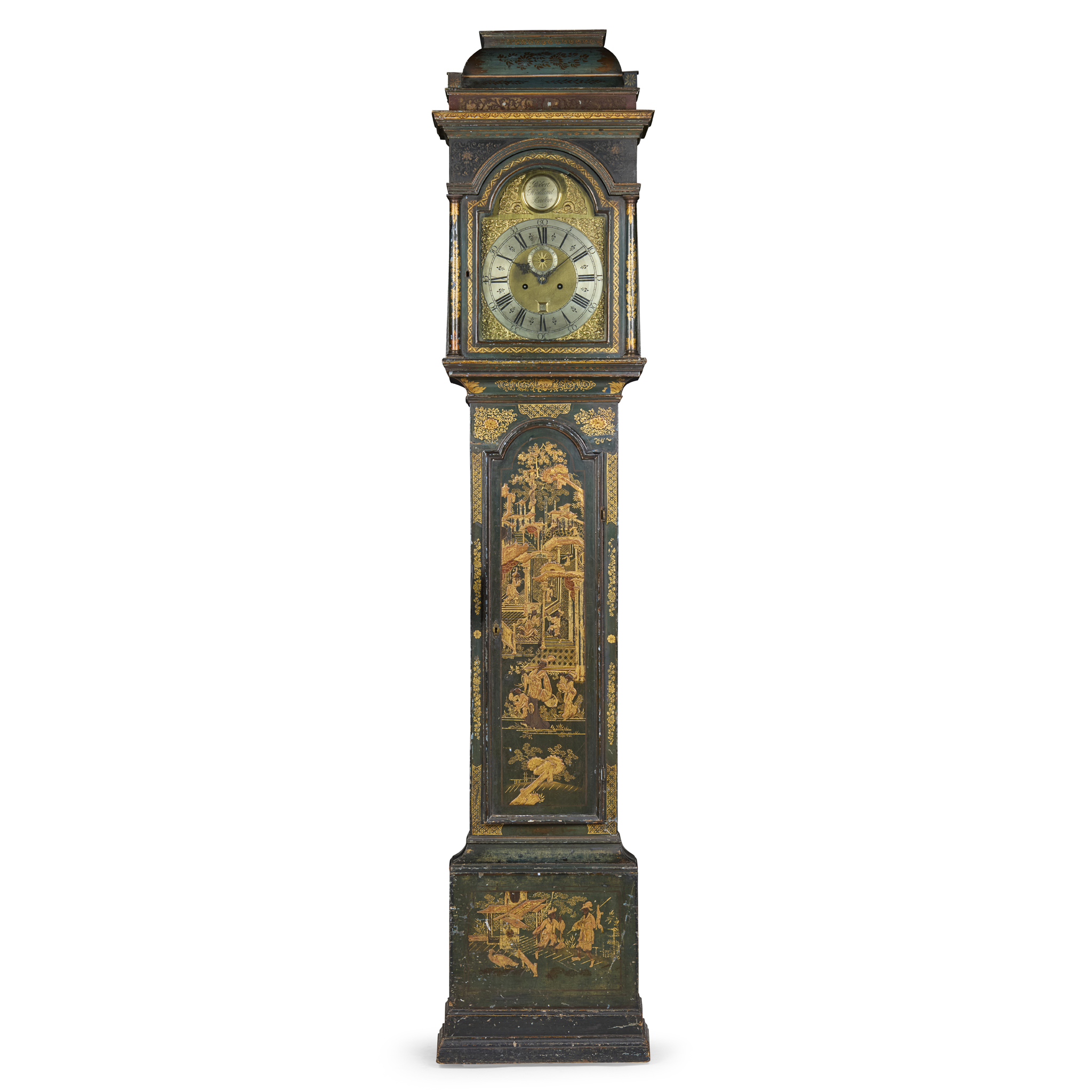GEORGE III BLUE AND GILT JAPANNED LONGCASE CLOCK, BY ROBERT HOLLAND, LONDON