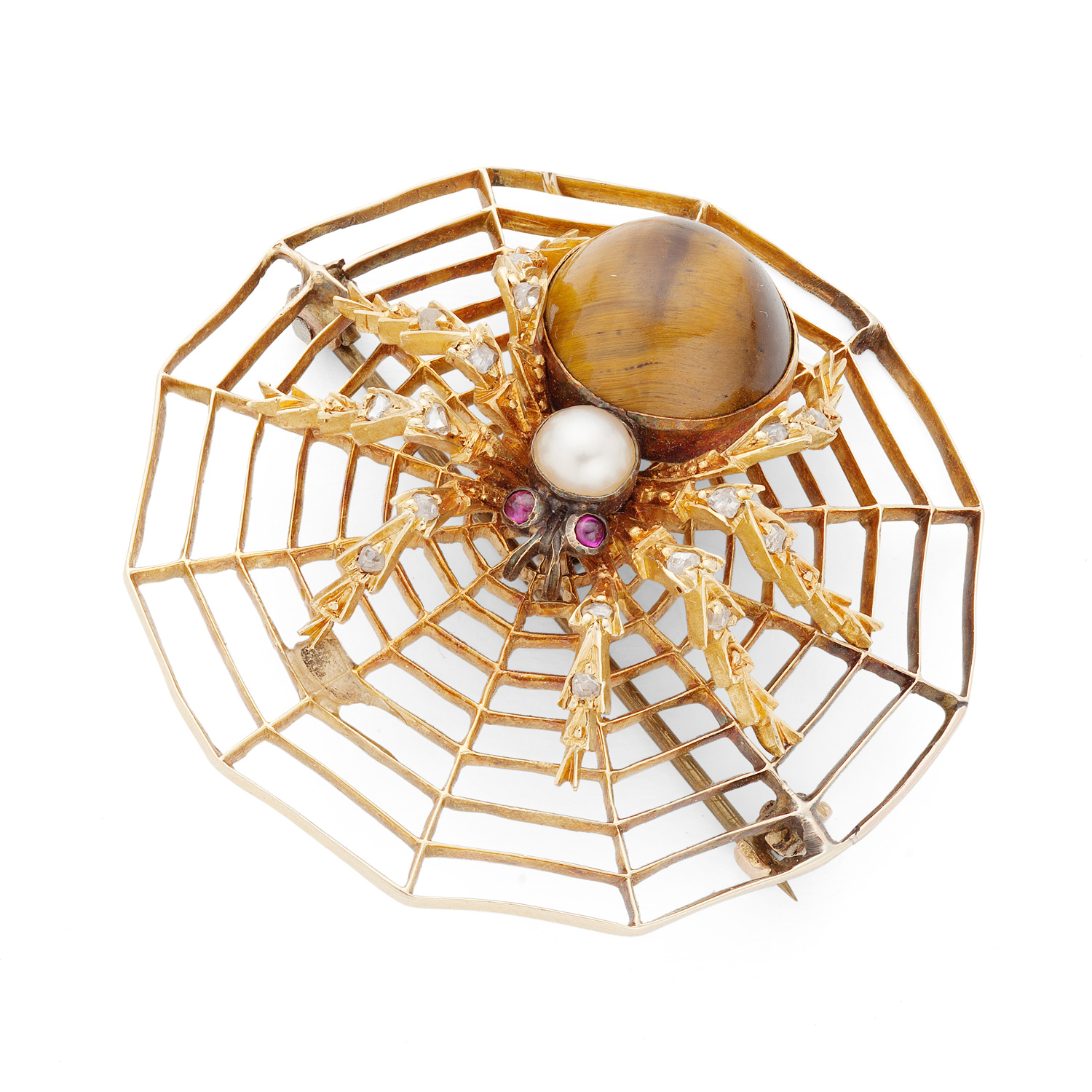 A multi-gem set spider brooch