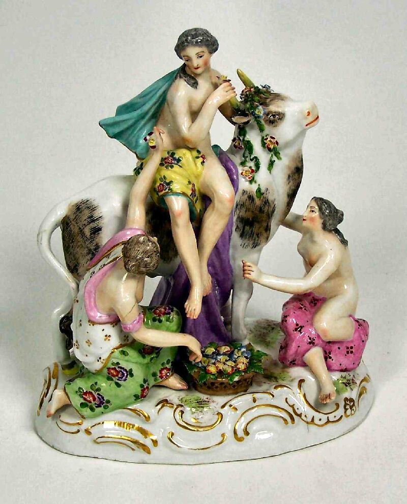 A 19th century Continental figure group of Europa and the Bull