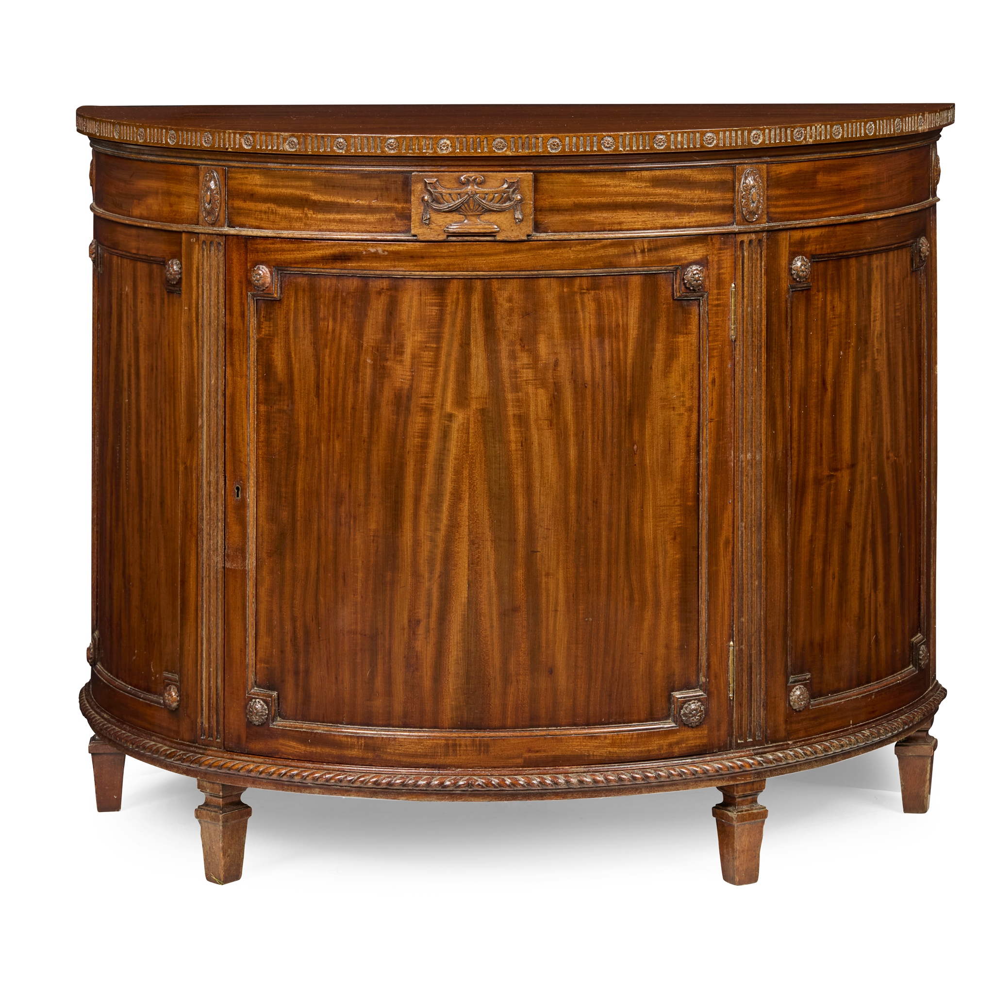 GEORGIAN STYLE MAHOGANY DEMILUNE CABINET