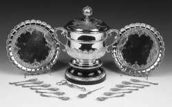 A pair of siver gilt strawberry dishes