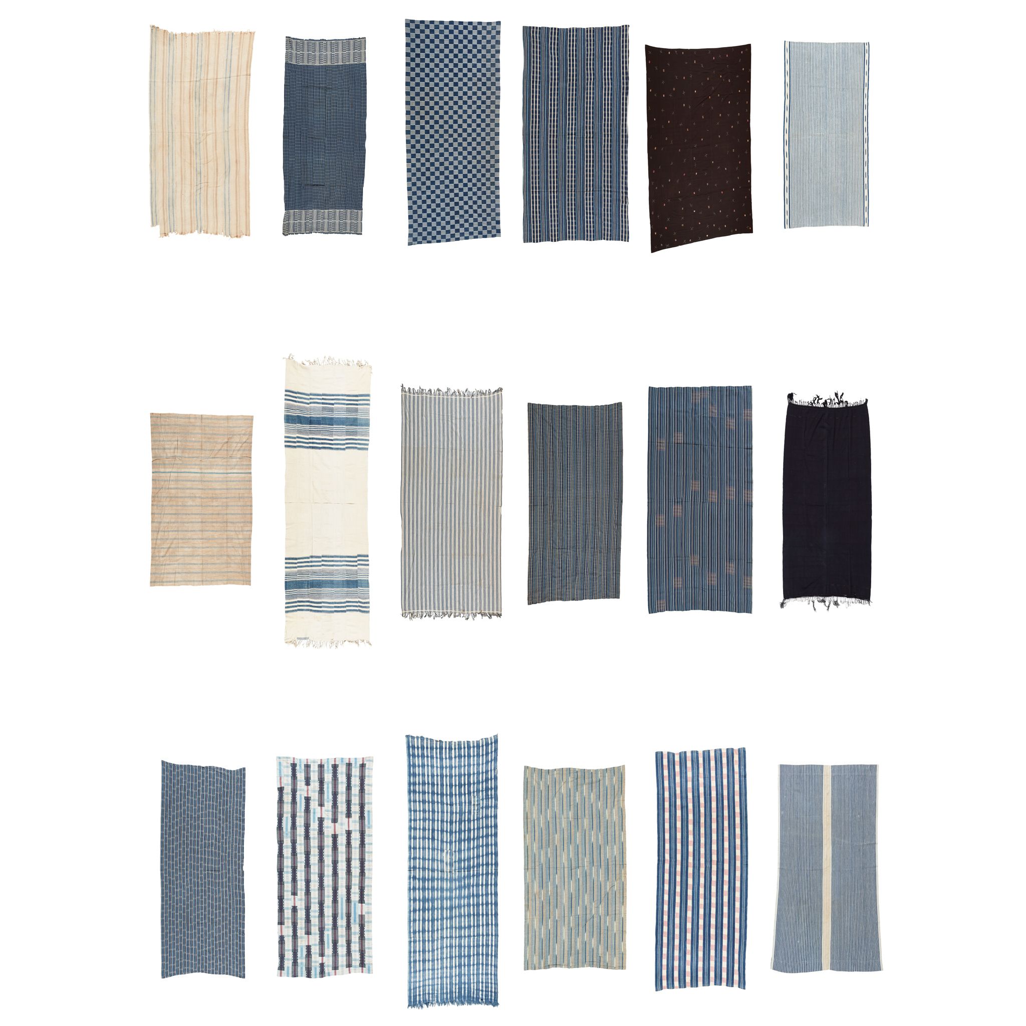 A LARGE COLLECTION OF EIGHTEEN WEST AFRICAN TEXTILES