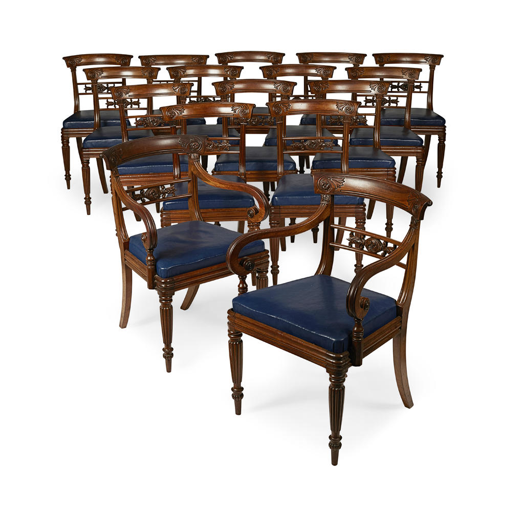 SET OF SIXTEEN WILLIAM IV MAHOGANY DINING CHAIRS