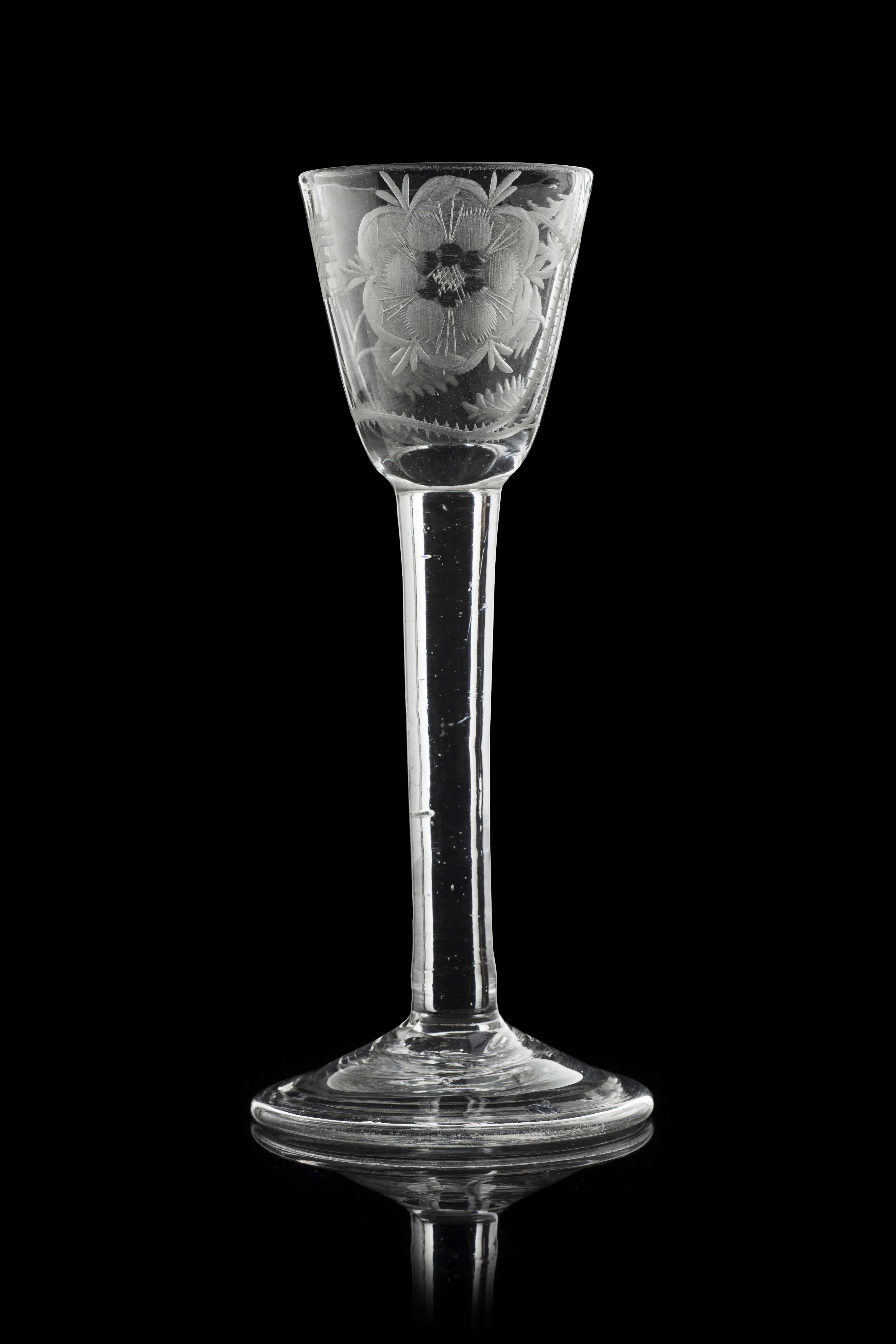 A mid 18th century Jacobite wine glass