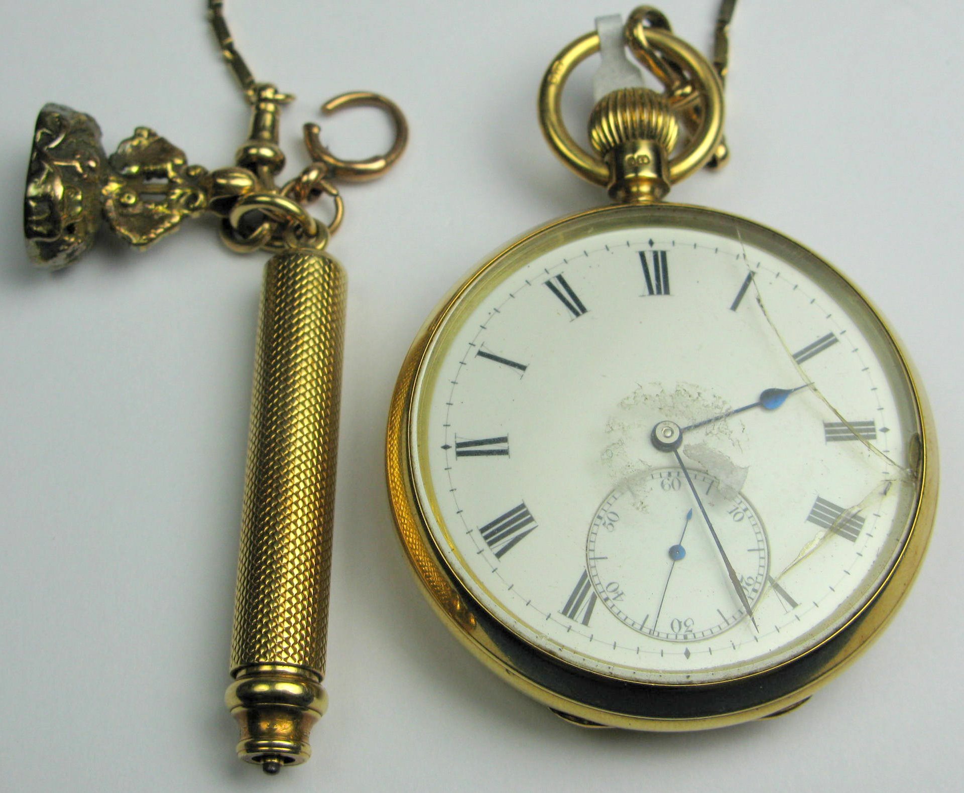 An 18ct gold keyless wind open-faced pocket watch