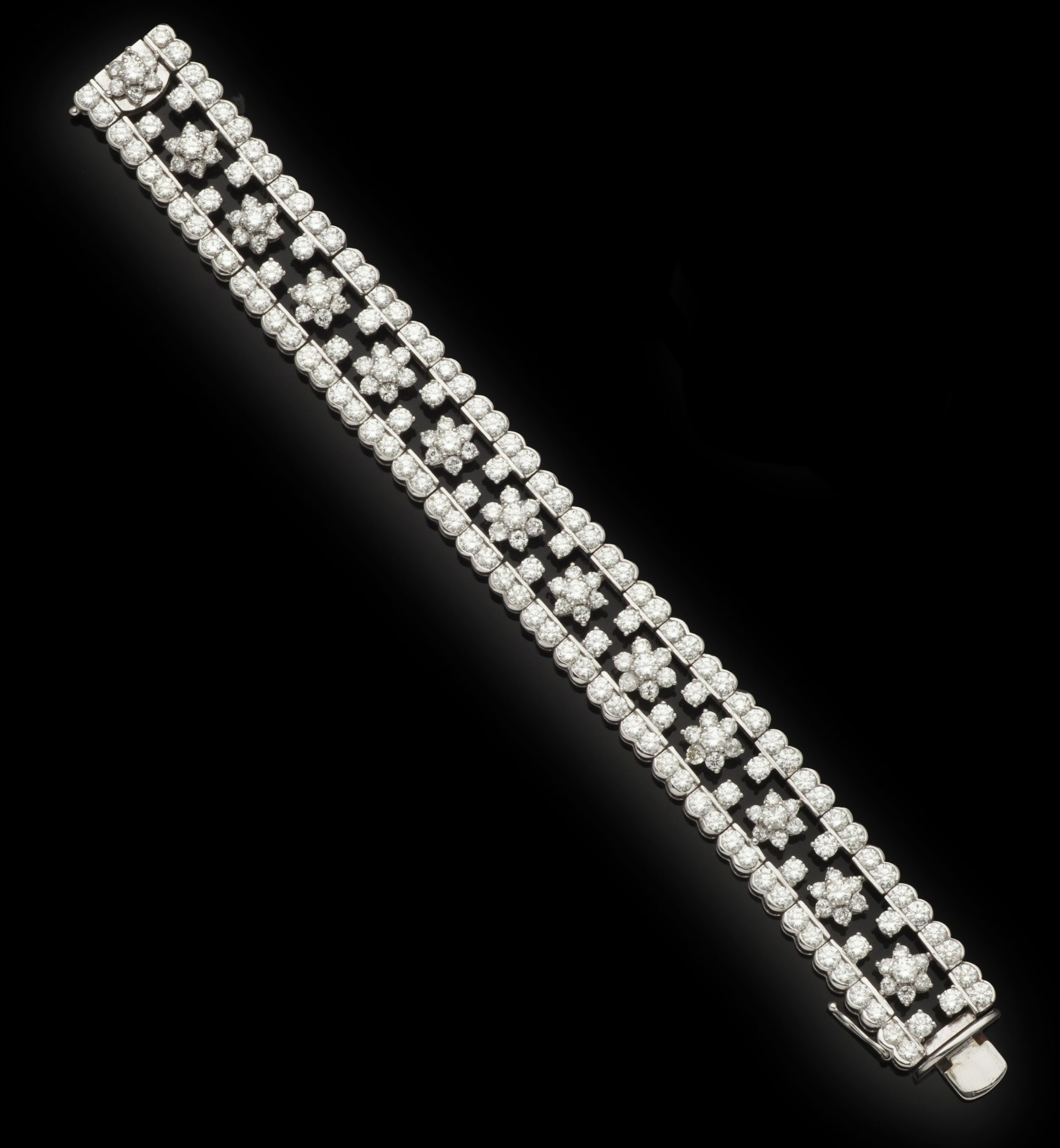 A platinum mounted diamond set bracelet