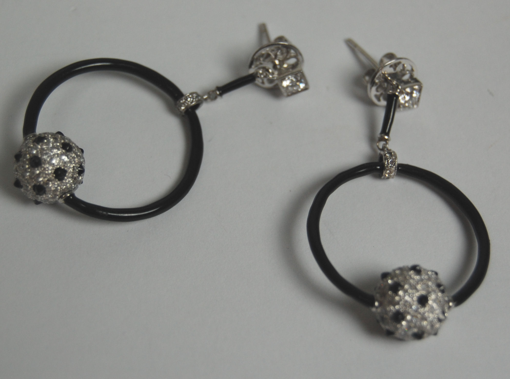 A pair of Art Deco style pendant earrings