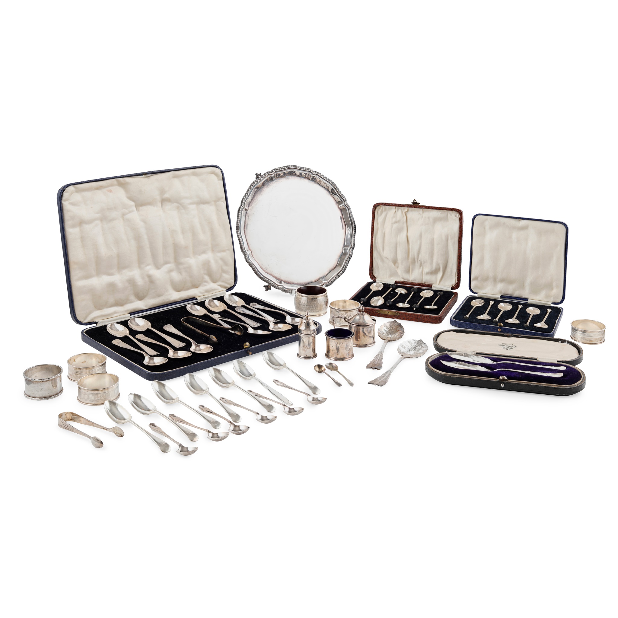 A collection of cased flatware