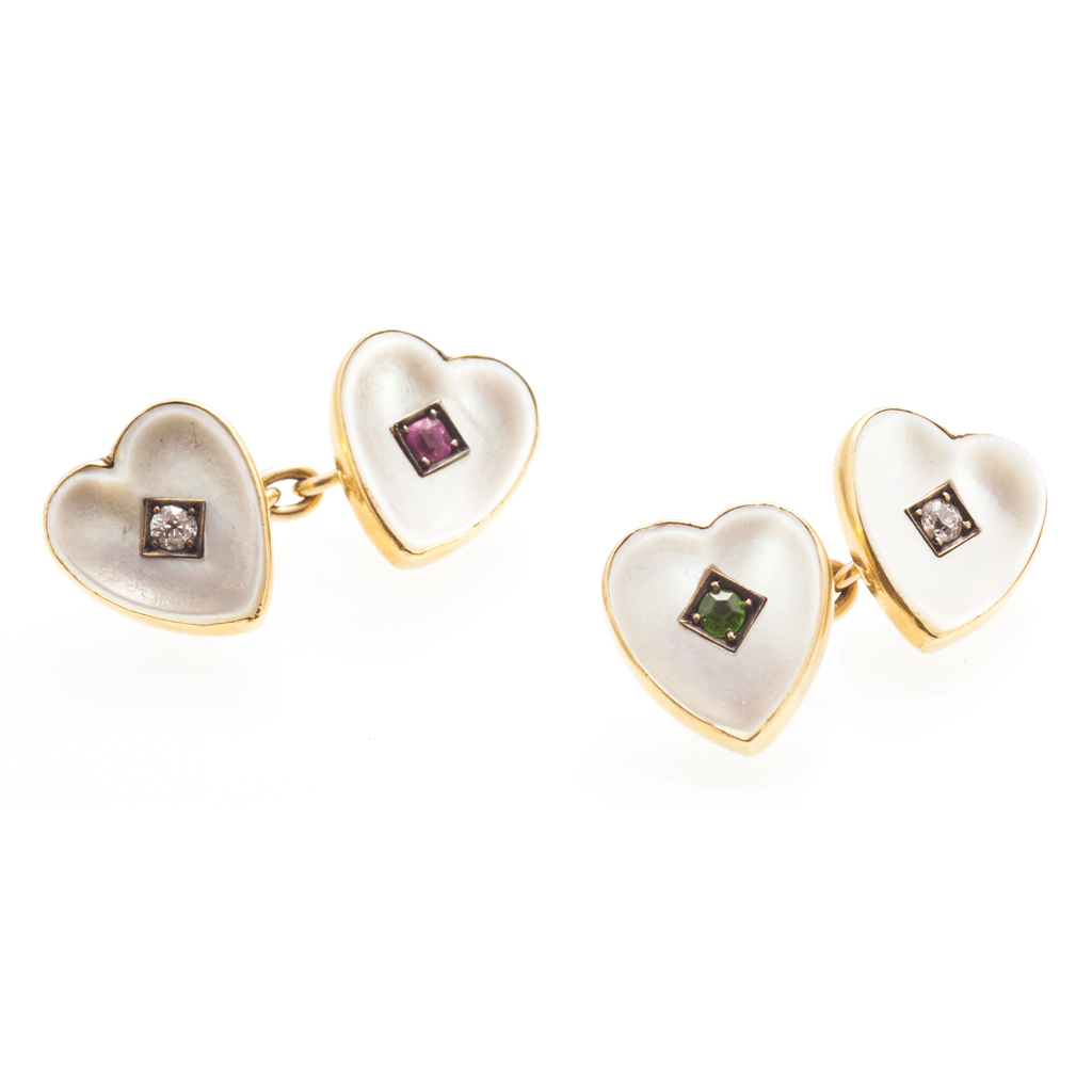 A pair of gem set cufflinks
