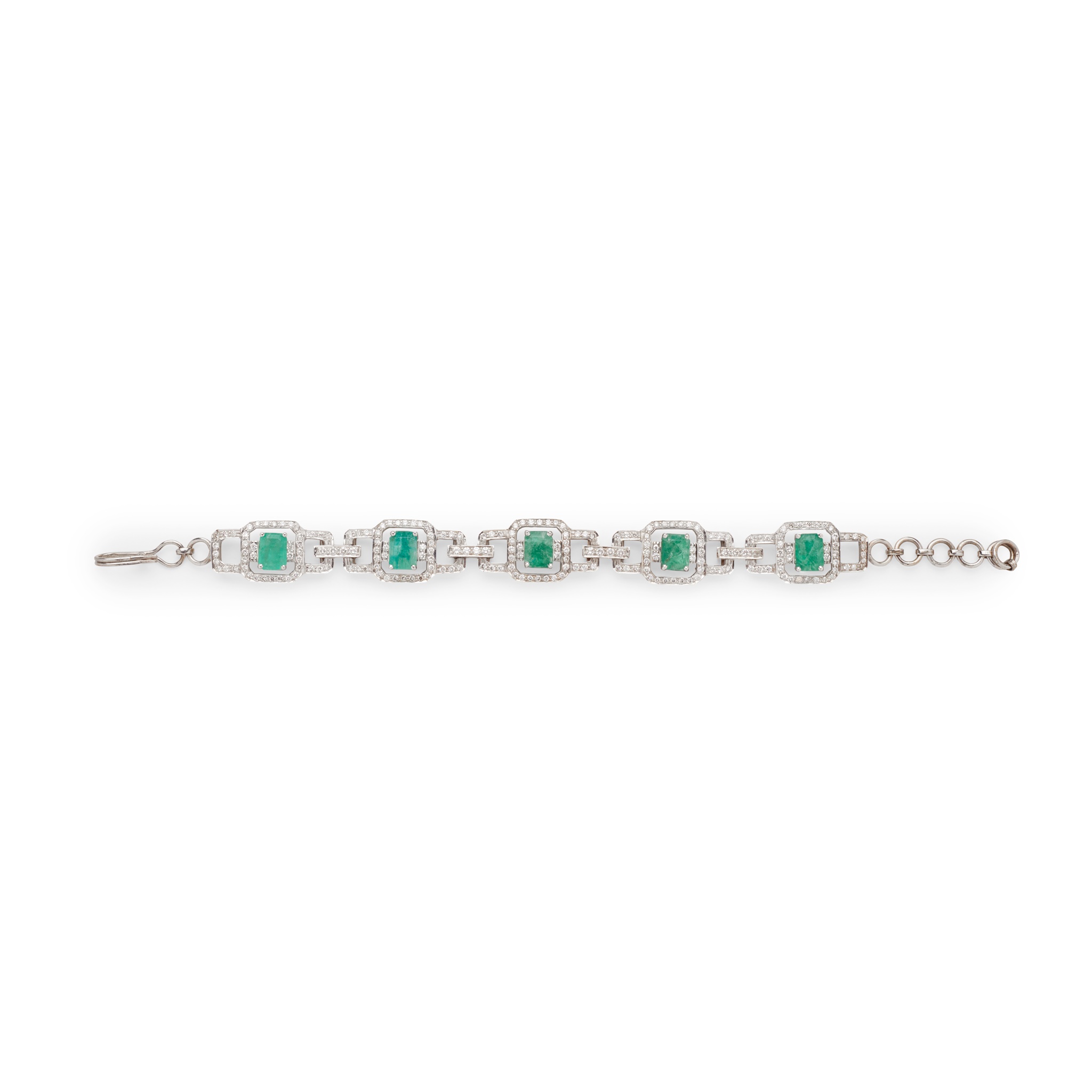 An emerald and diamond bracelet