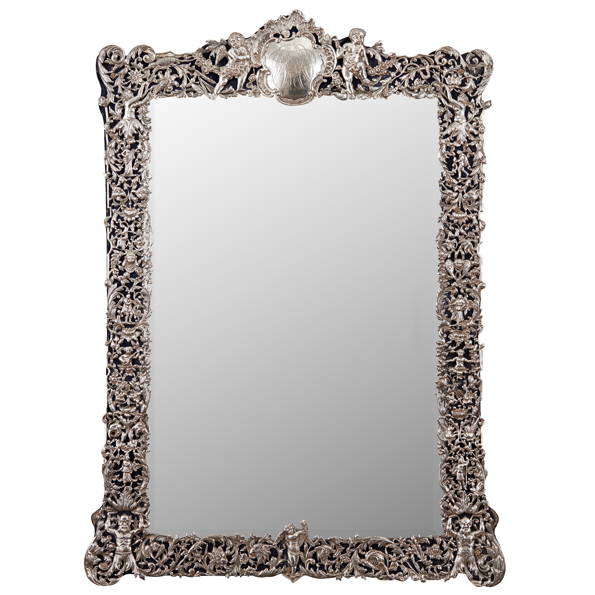 VICTORIAN LARGE SILVER DRESSING MIRROR