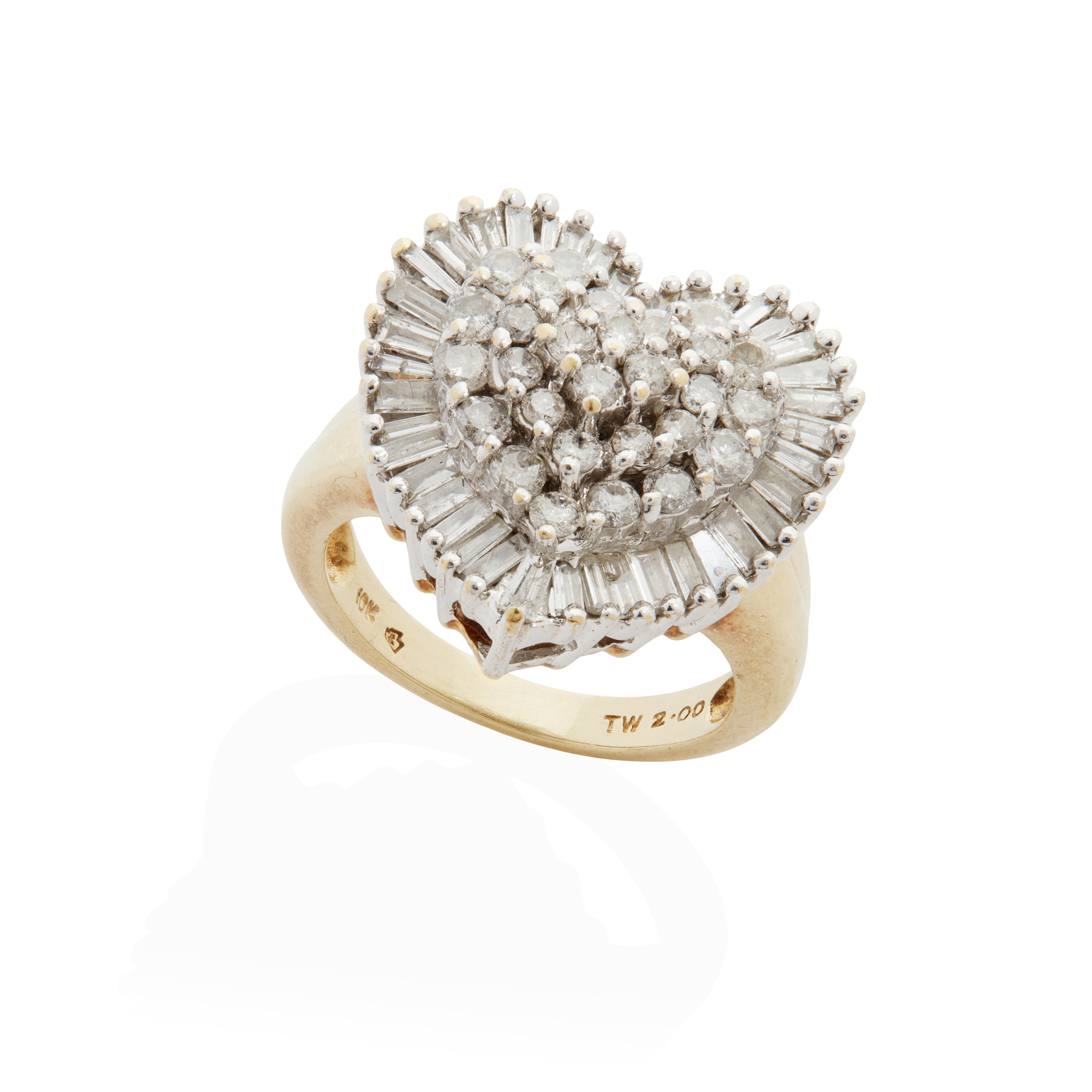 A heart-shaped diamond cluster ring