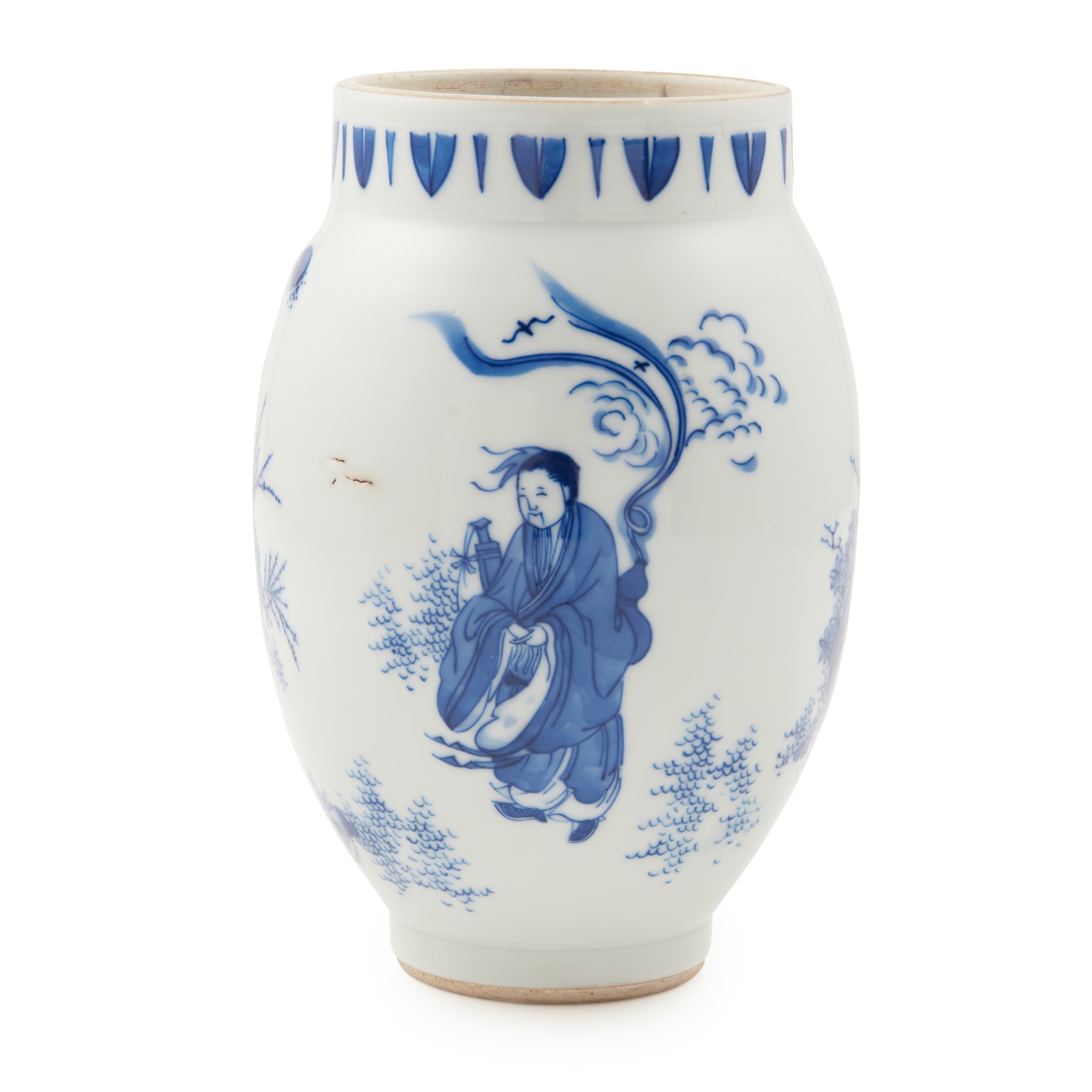 BLUE AND WHITE 'DAOIST IMMORTAL AND DEER' JAR