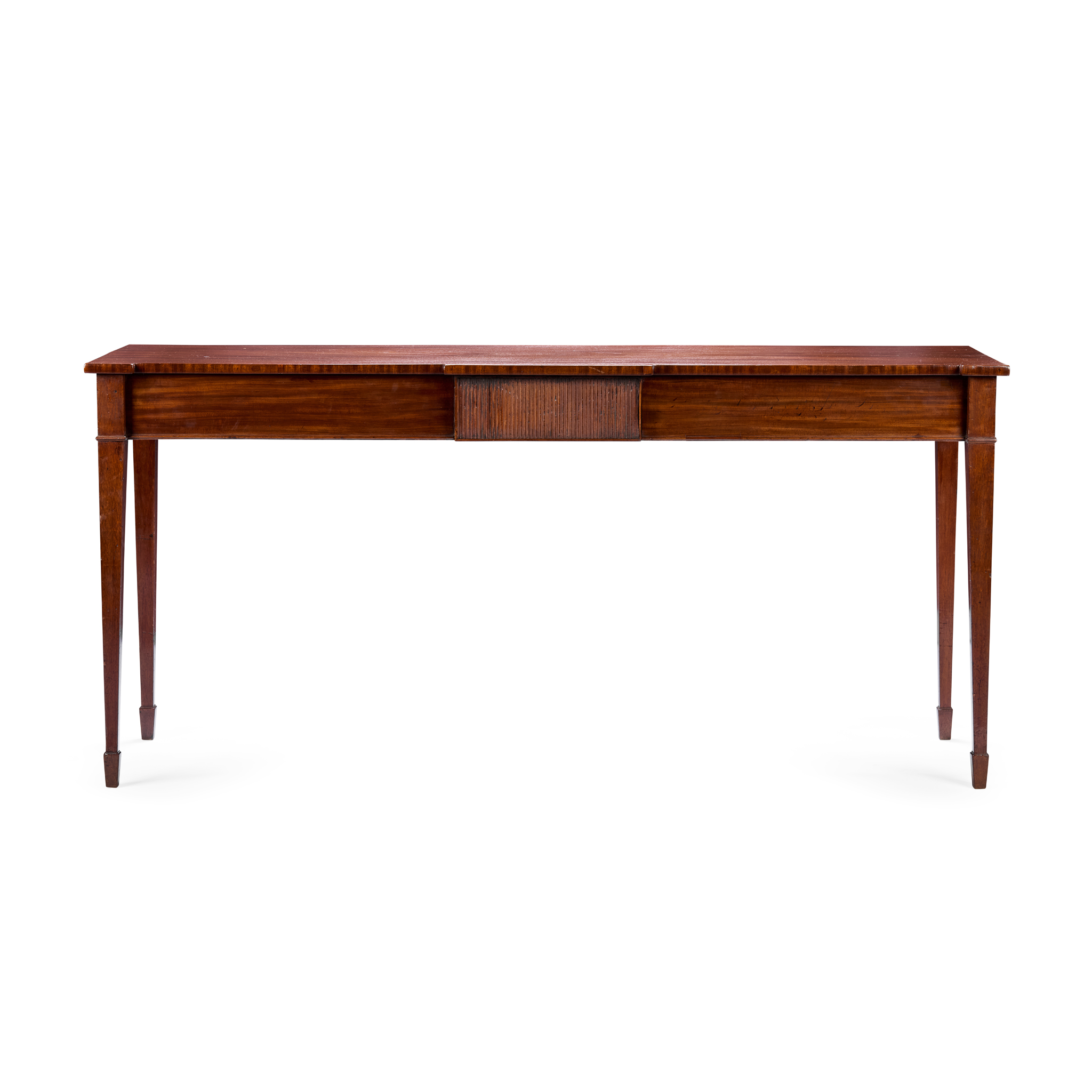 LATE GEORGE III MAHOGANY BREAKFRONT SERVING TABLE