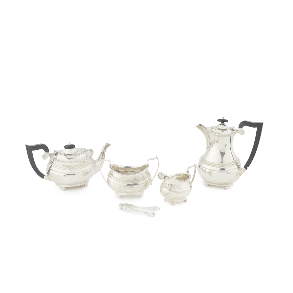 An early 20th century matched four piece tea service