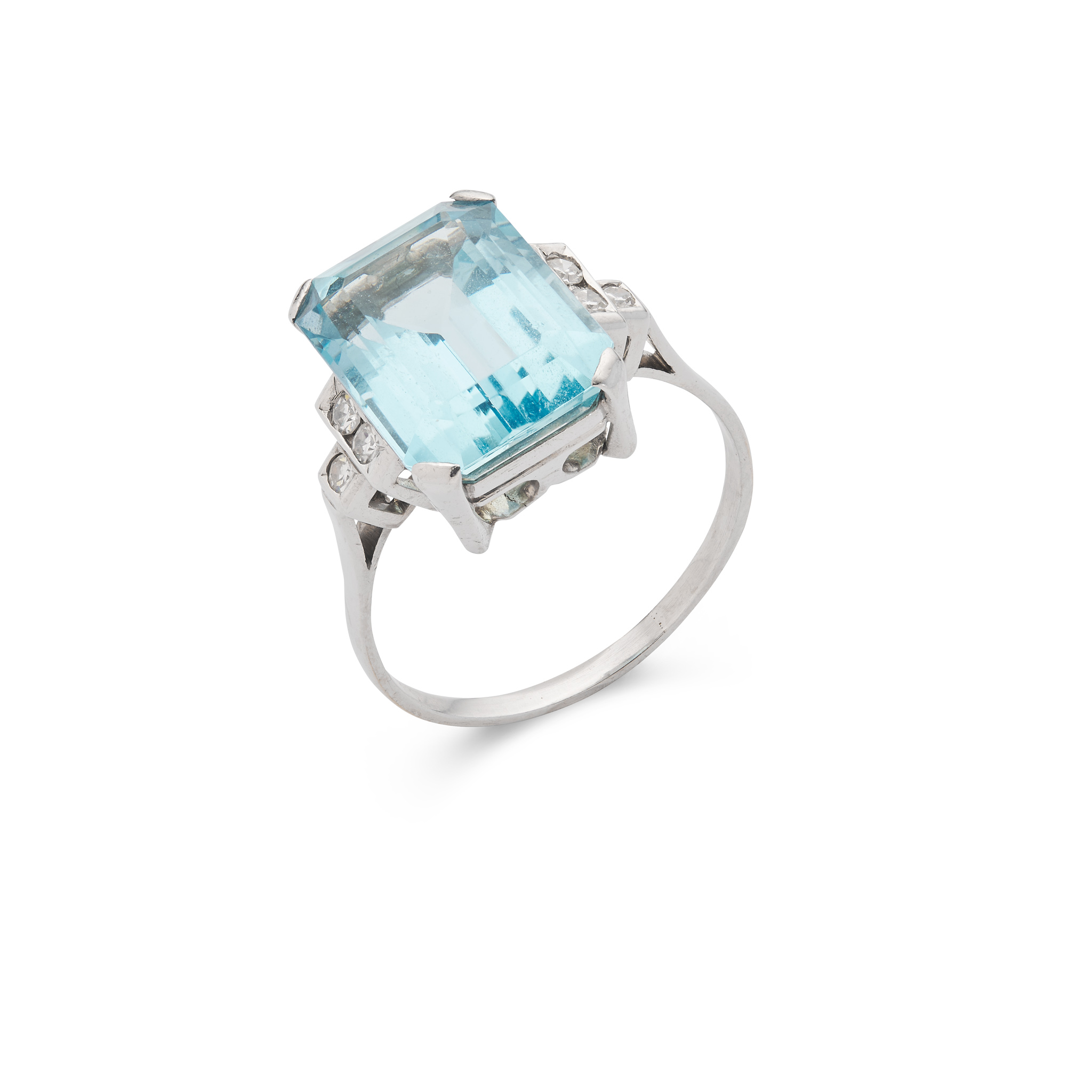 An aquamarine and diamond cocktail ring