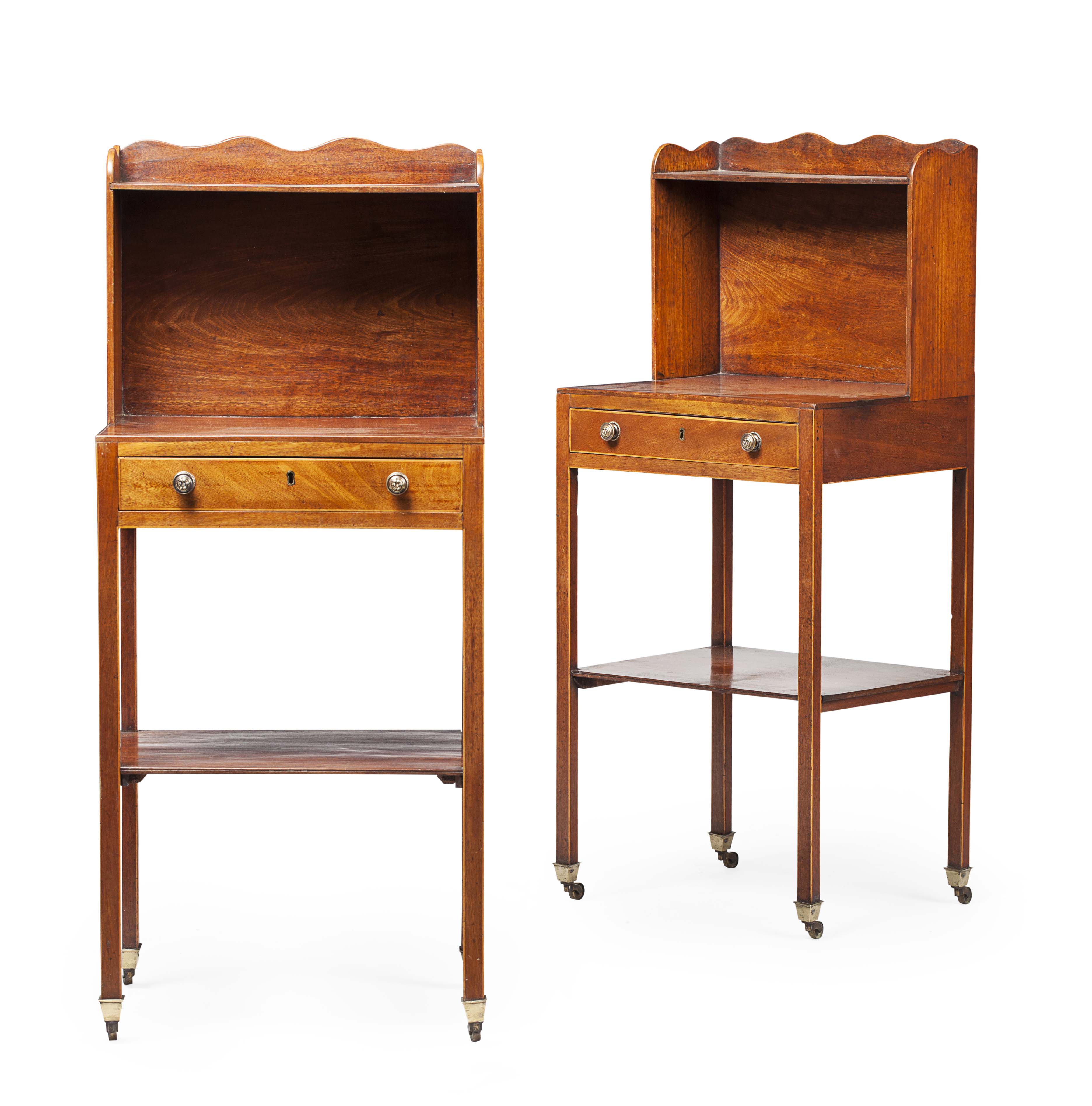 PAIR OF REGENCY MAHOGANY BEDSIDE TABLES