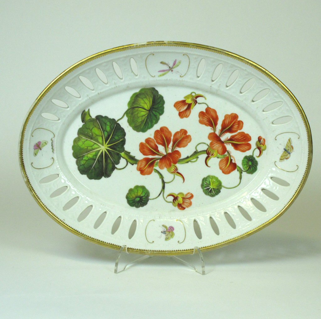 ENGLISH OVAL BOTANICAL PORCELAIN PLATE