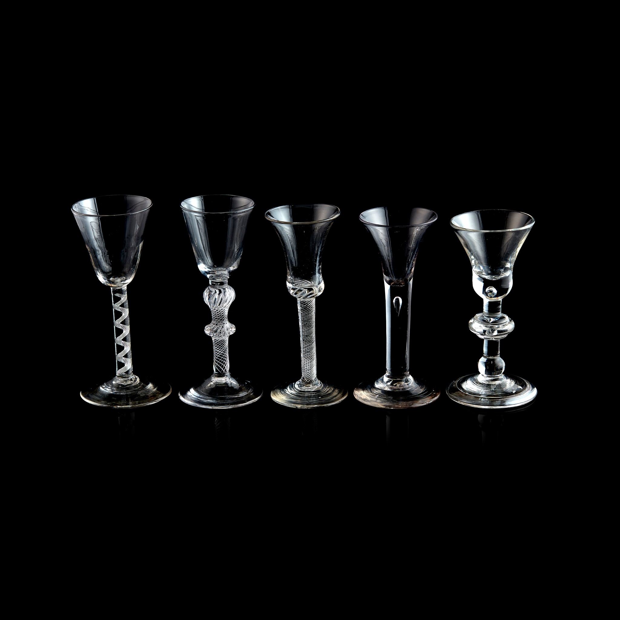 FIVE GEORGIAN WINE GLASSES