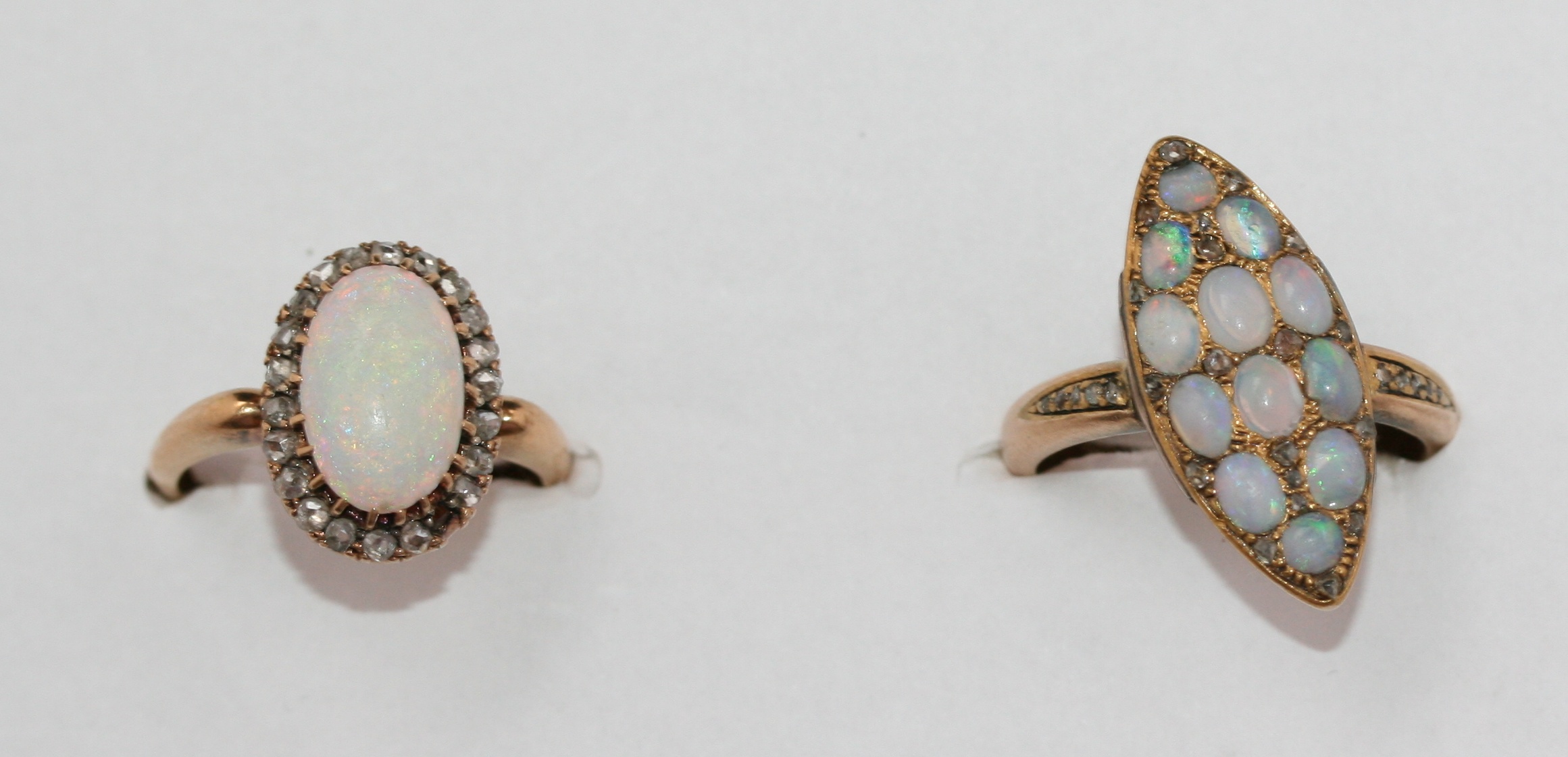 An opal and diamond ring