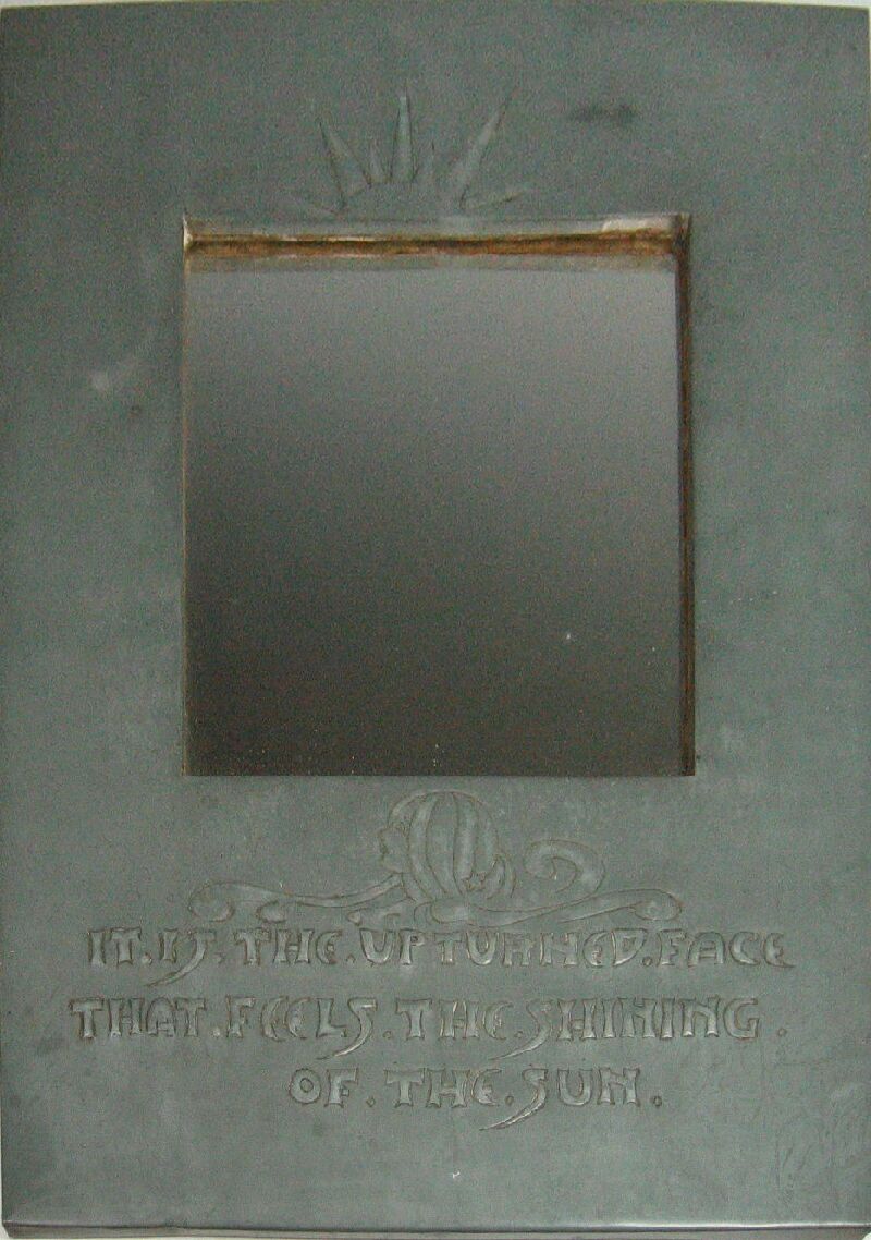 Scottish Arts and Crafts pewter framed wall mirror