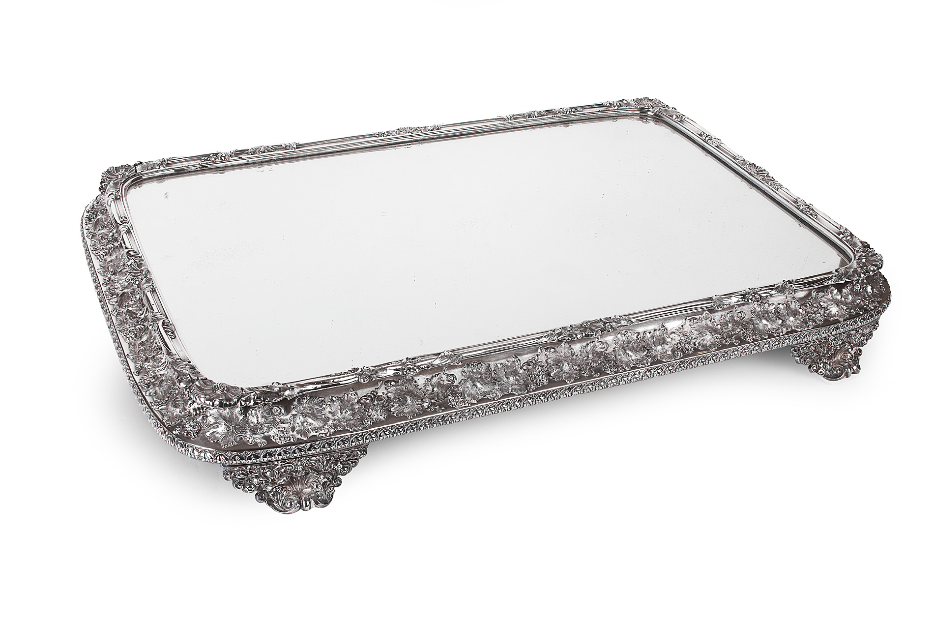 A Sheffield plate mirrored table plateau