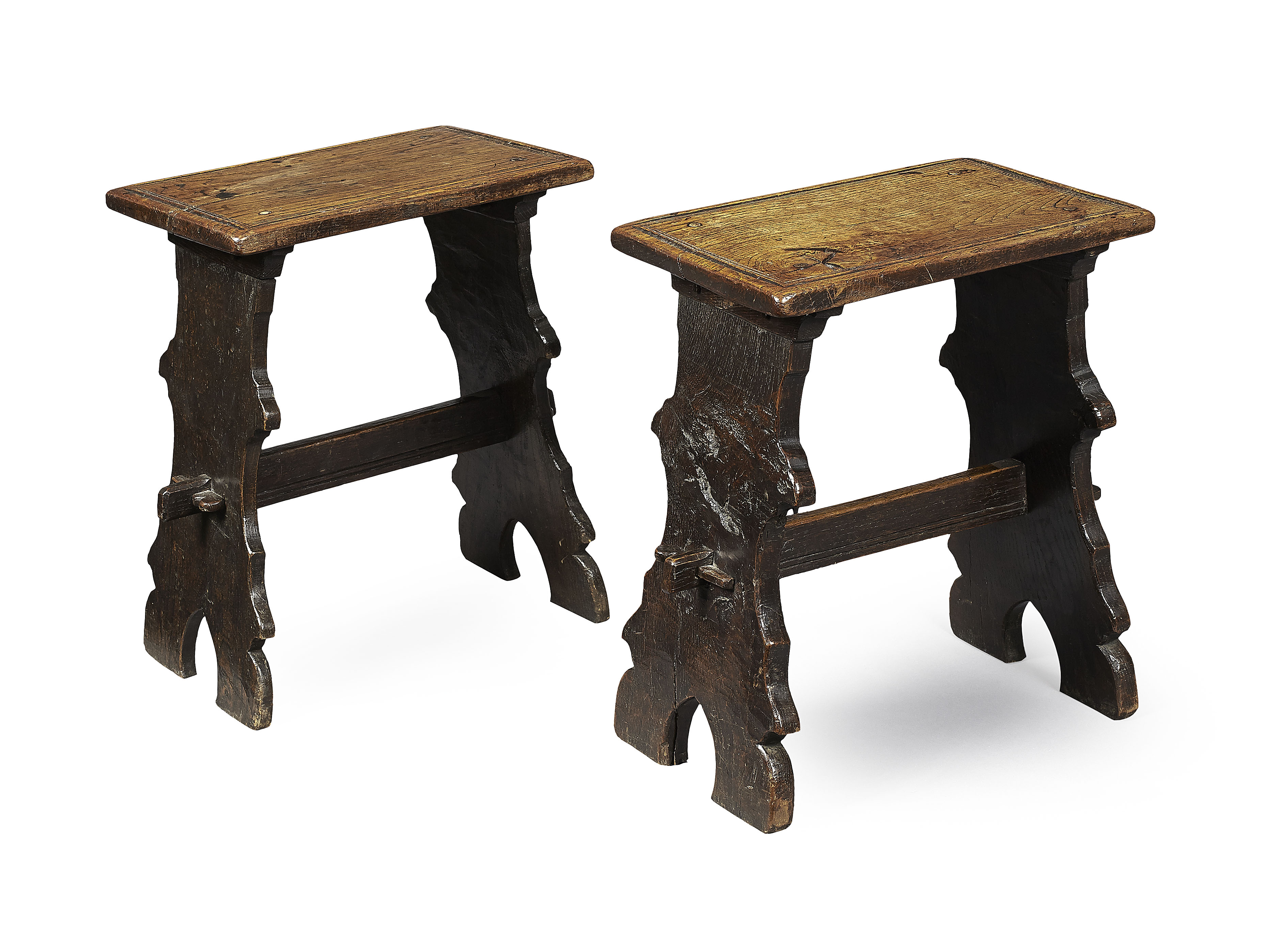 PAIR OF CHARLES II OAK JOINT STOOLS