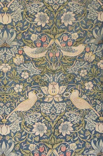 A pair of Morris & Co 'Strawberry Thief' chintz curtains,