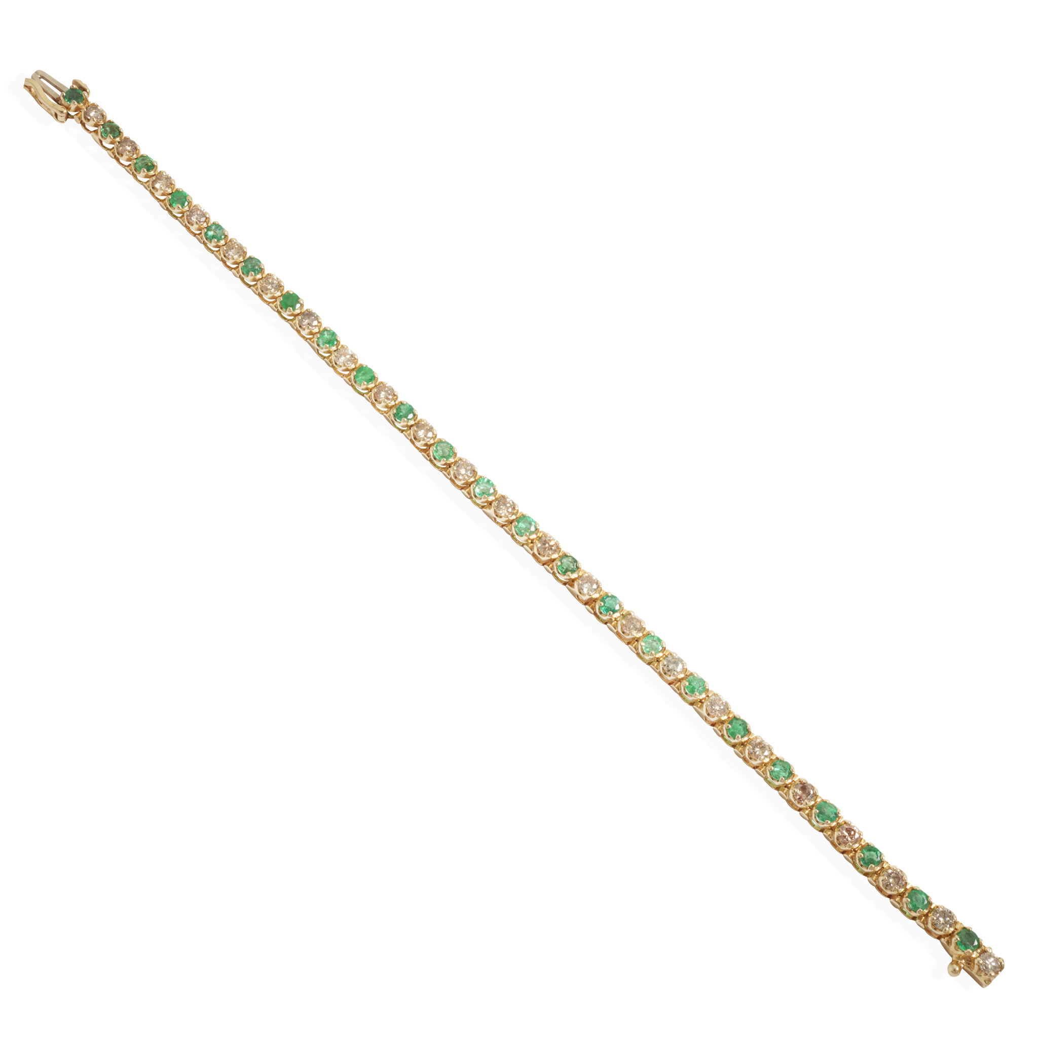 An emerald and diamond bracelet