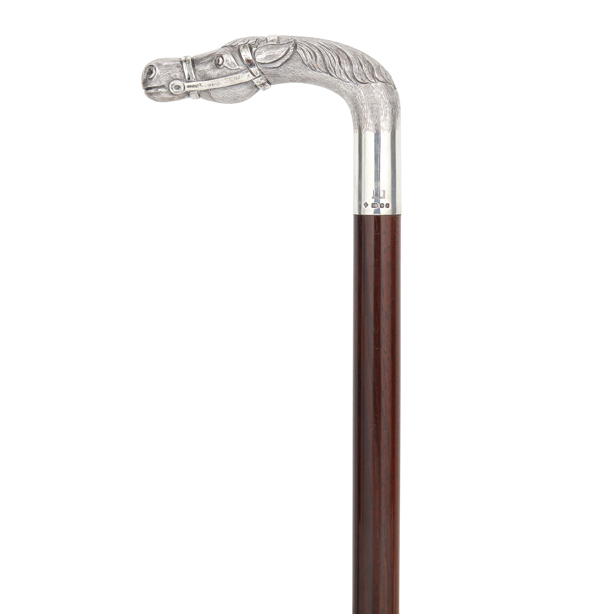 A 1980s silver-mounted walking cane