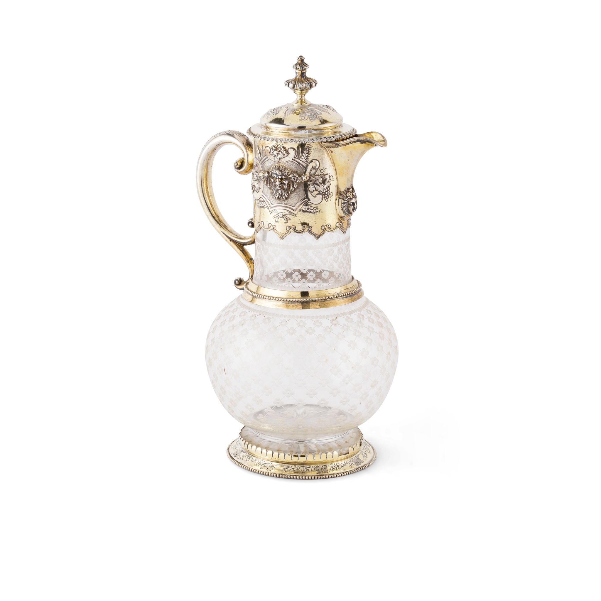 A Victorian silver-gilt mounted claret jug