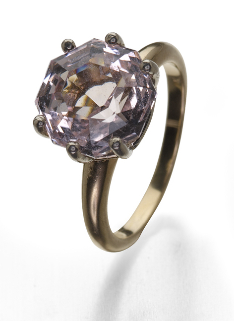 An unusual morganite set ring,