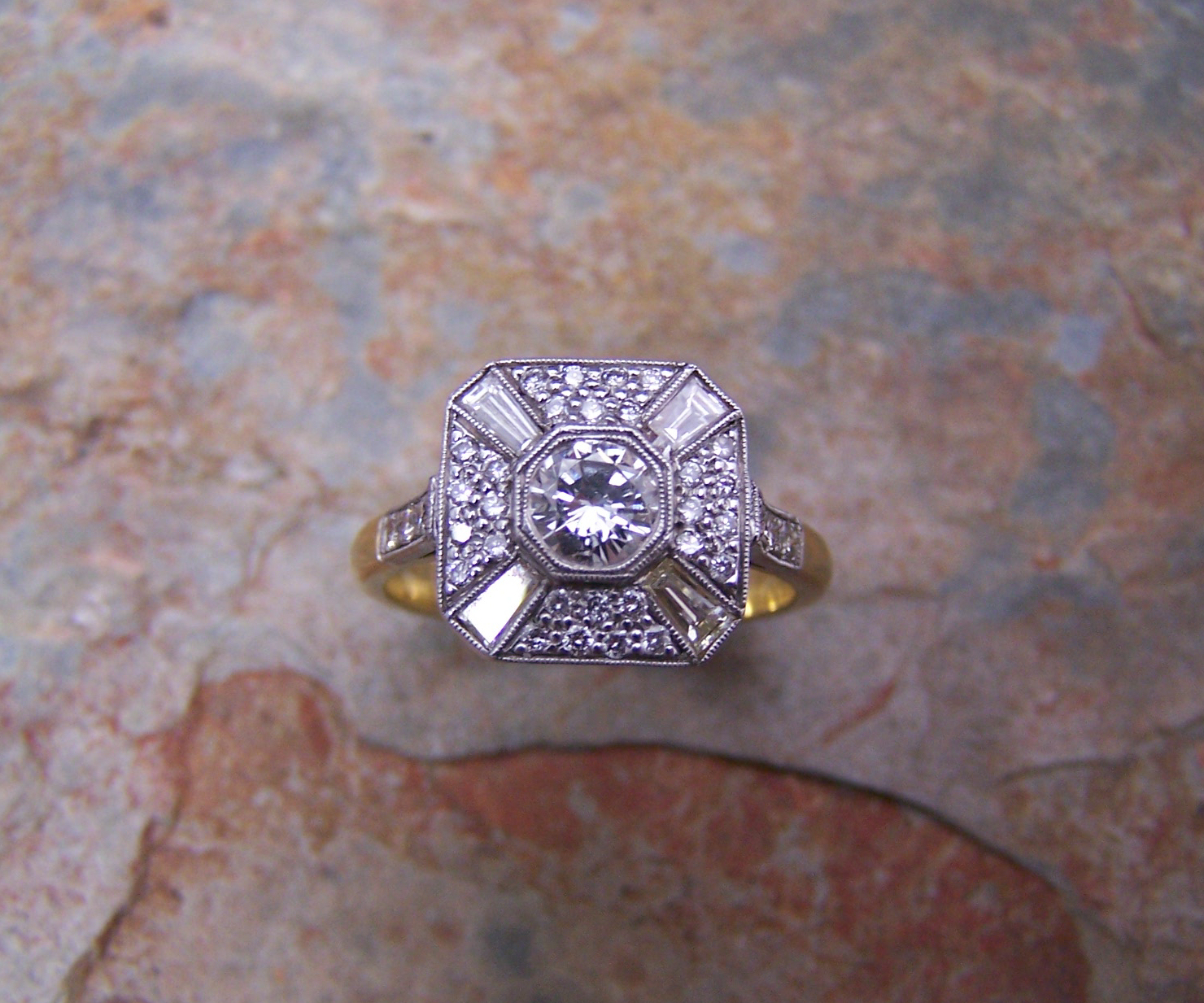 An all diamond cluster ring,