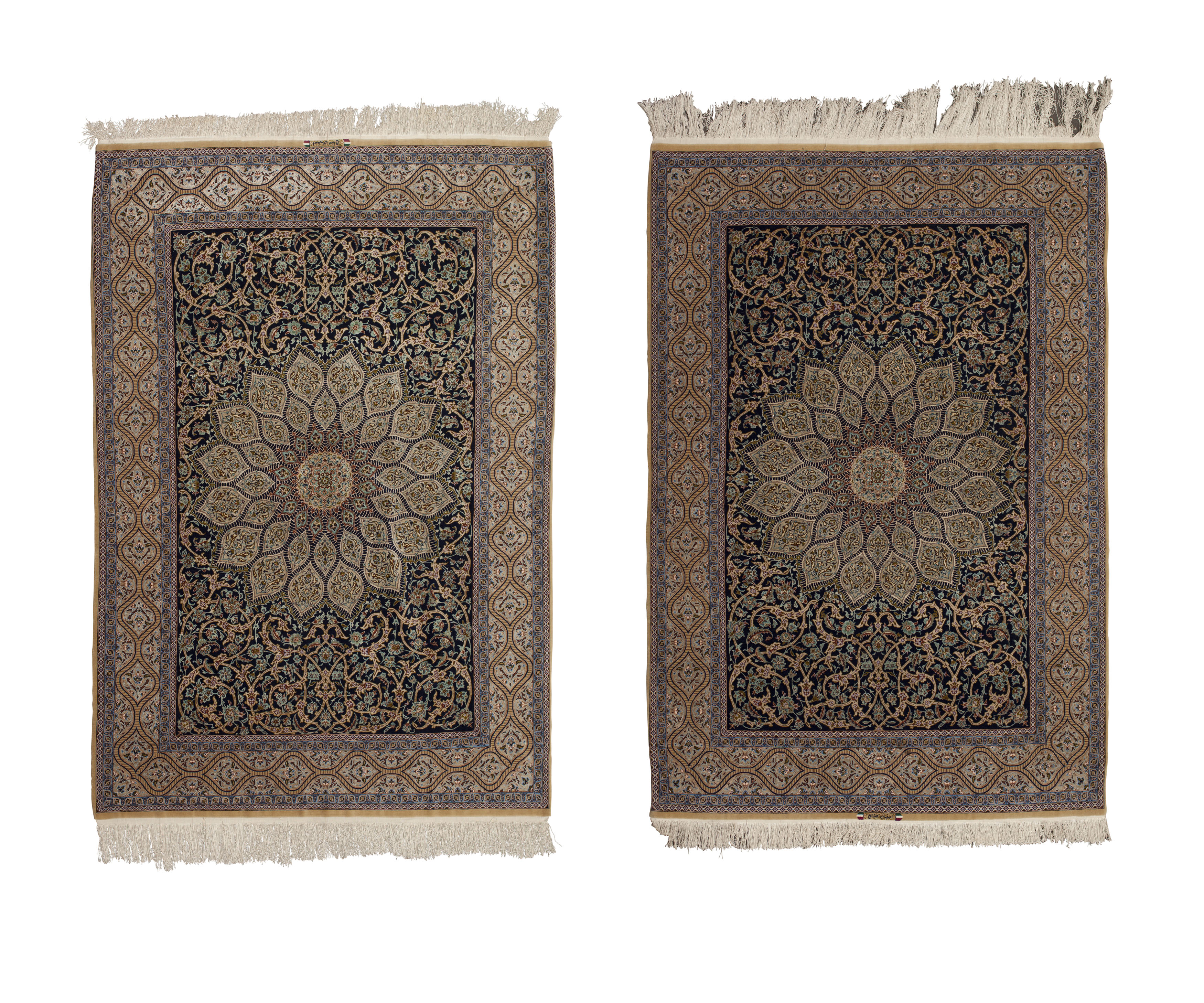 PAIR OF ISFAHAN PART SILK RUGS
