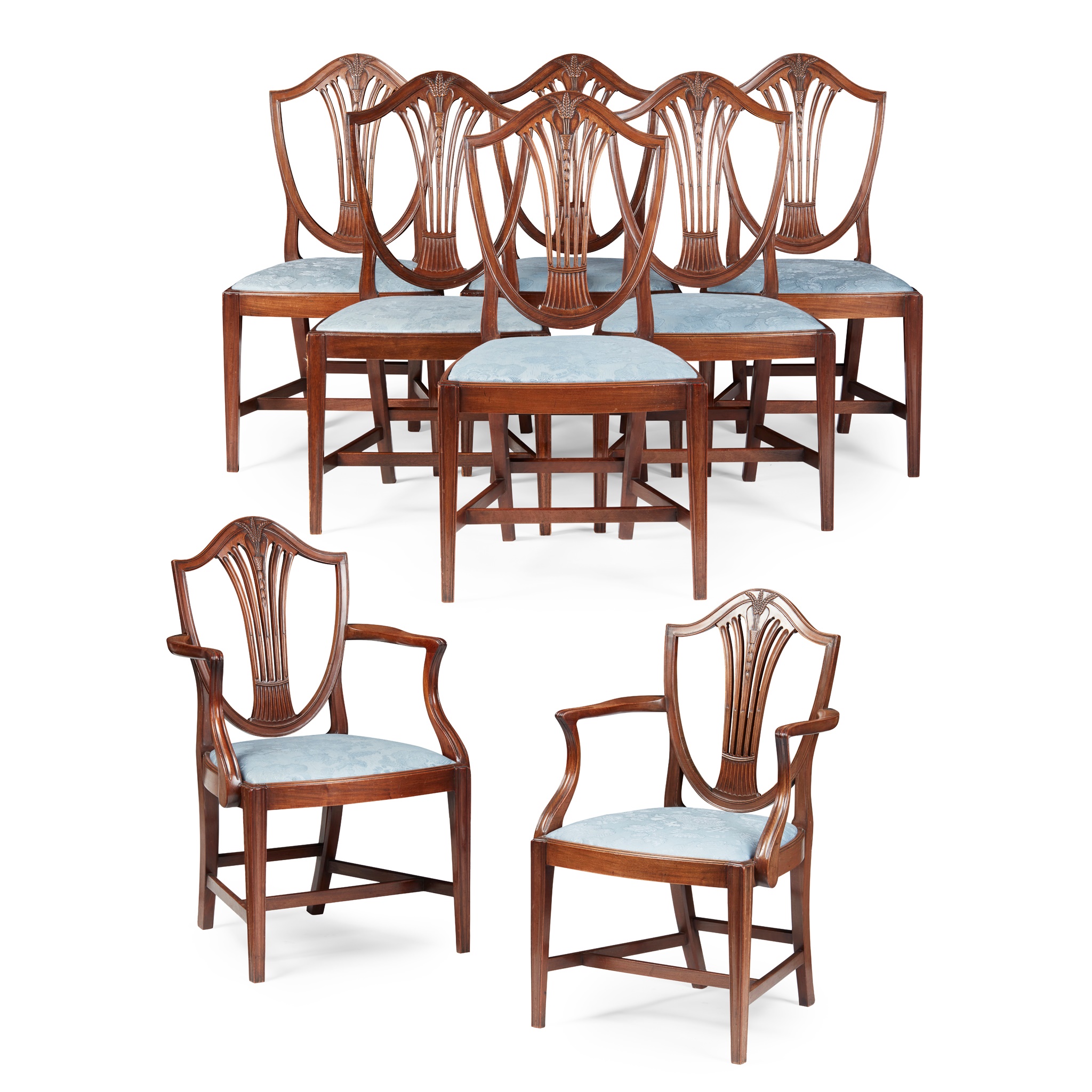 SET OF EIGHT GEORGIAN STYLE MAHOGANY DINING CHAIRS