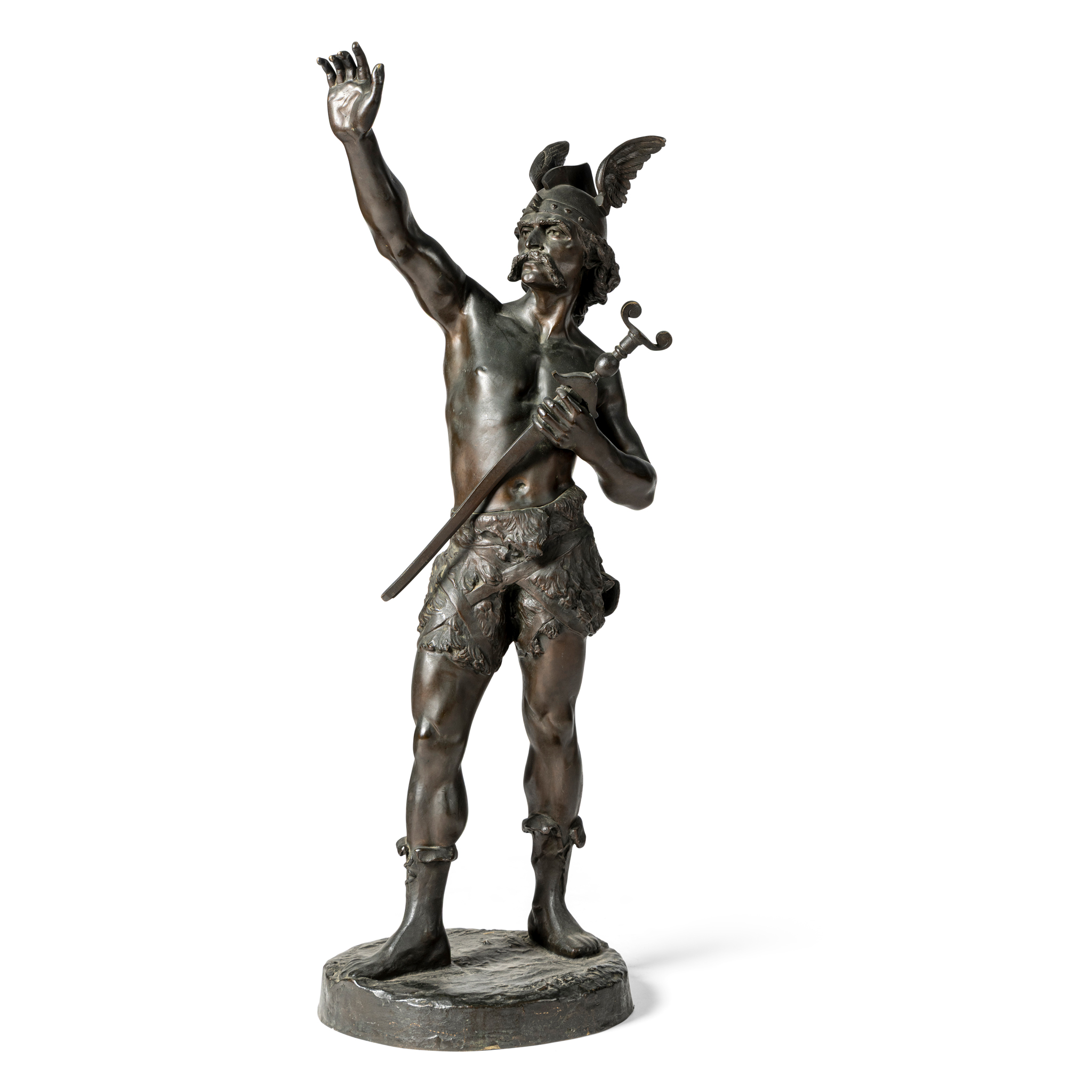 A BRONZE FIGURE OF A GAUL, EMILE LAPORTE (FRENCH 1858-1907)